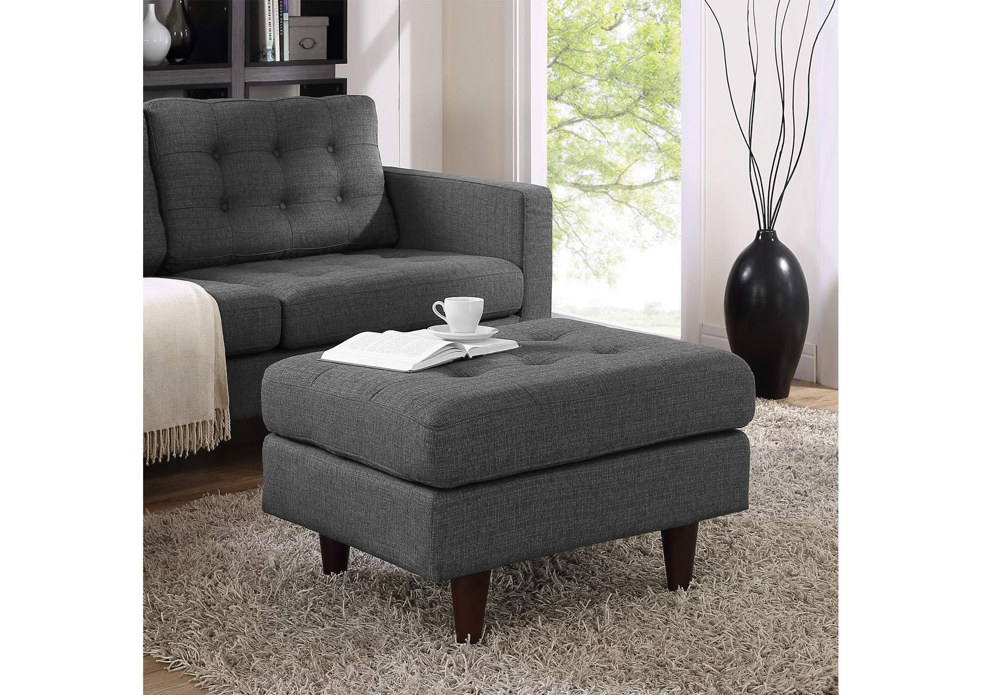 Gray Empress Upholstered Fabric Ottoman,Modway