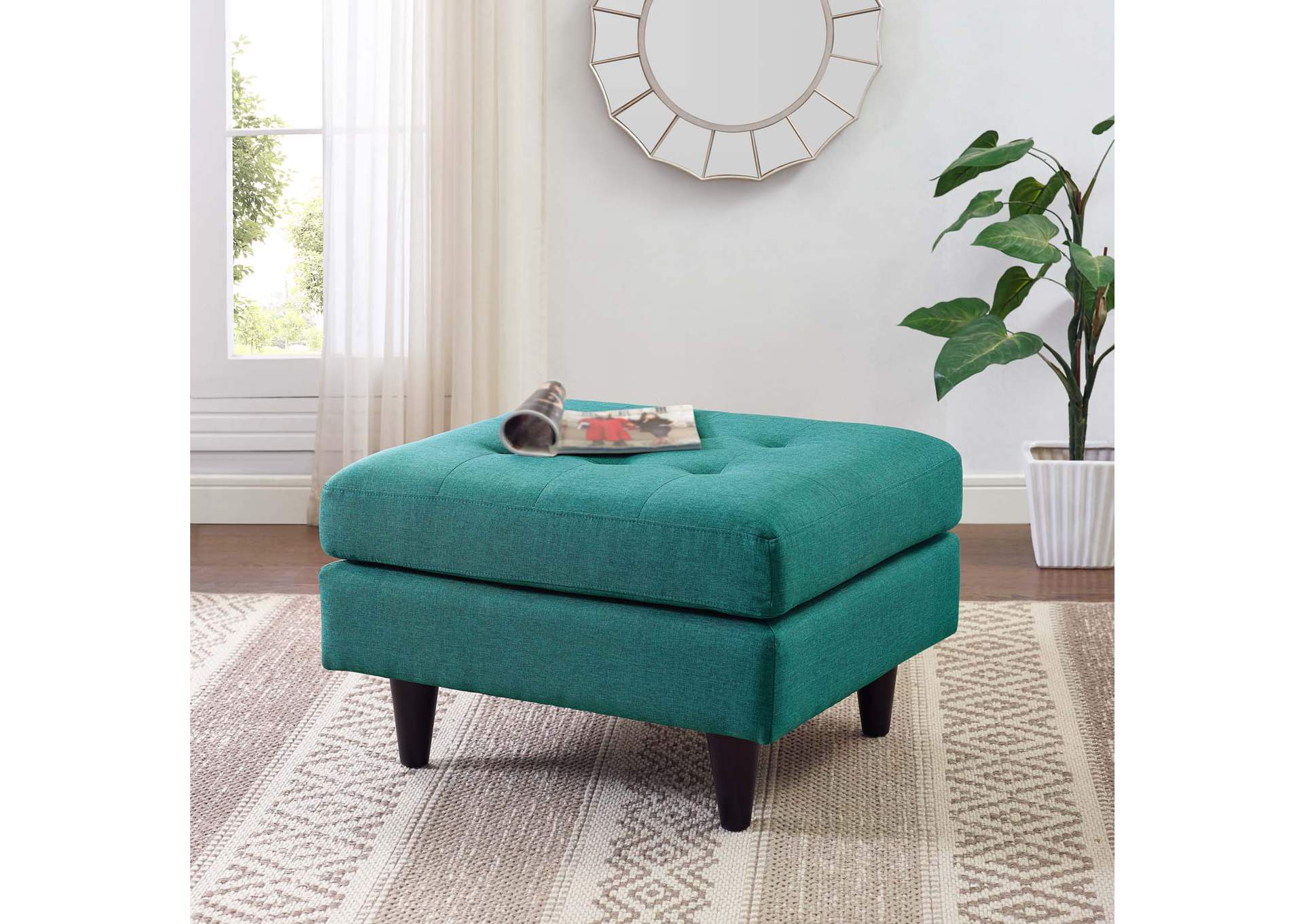 Teal Empress Upholstered Fabric Ottoman,Modway