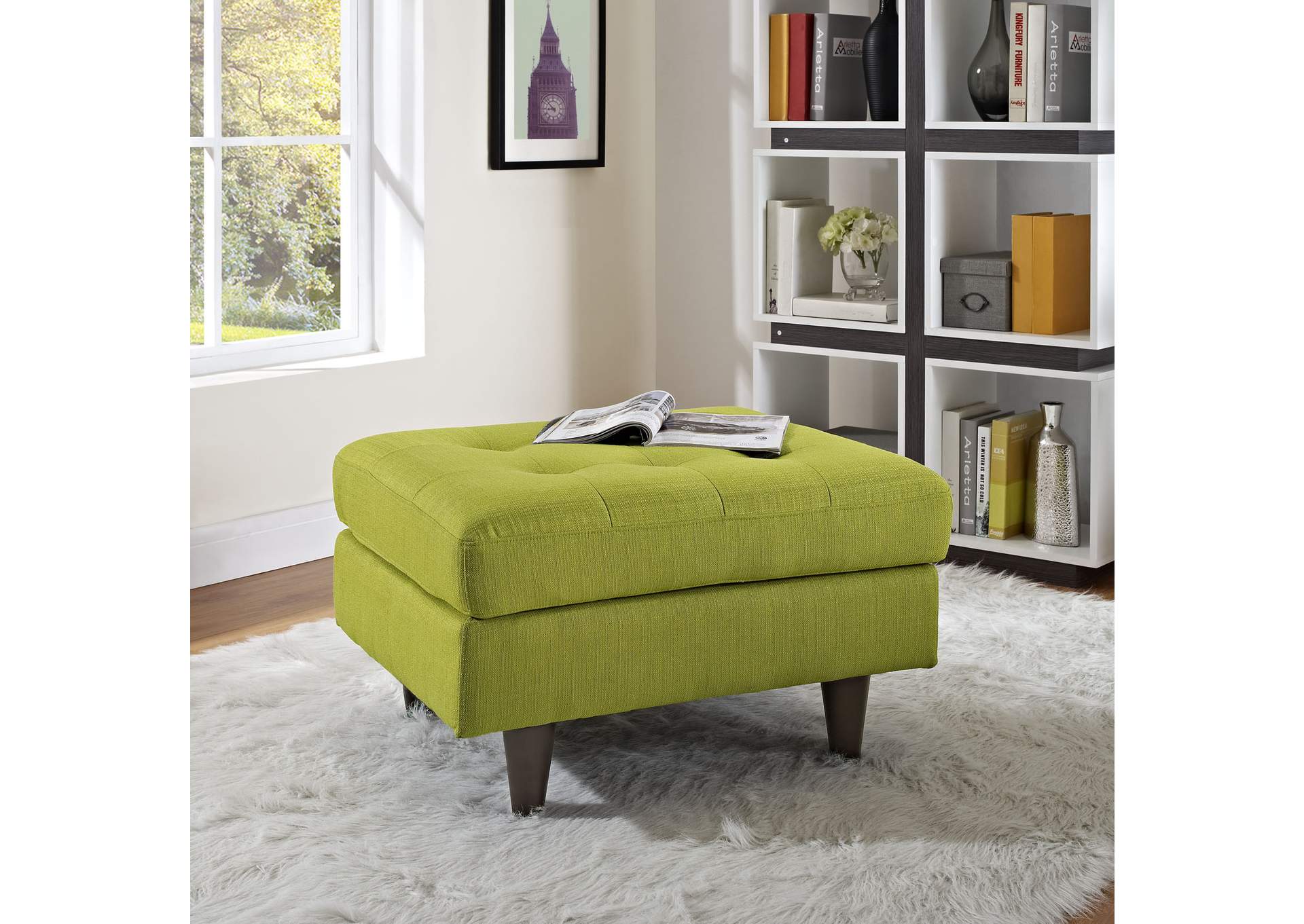 Wheatgrass Empress Upholstered Fabric Ottoman,Modway