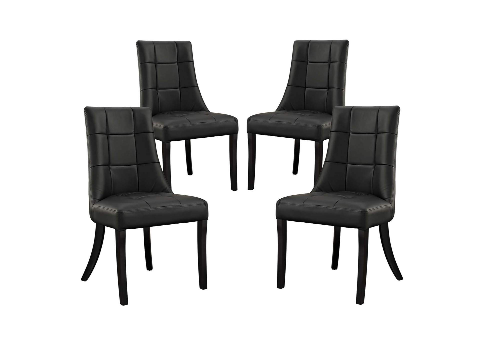 Black Noblesse Dining Chair Vinyl [Set of 4],Modway