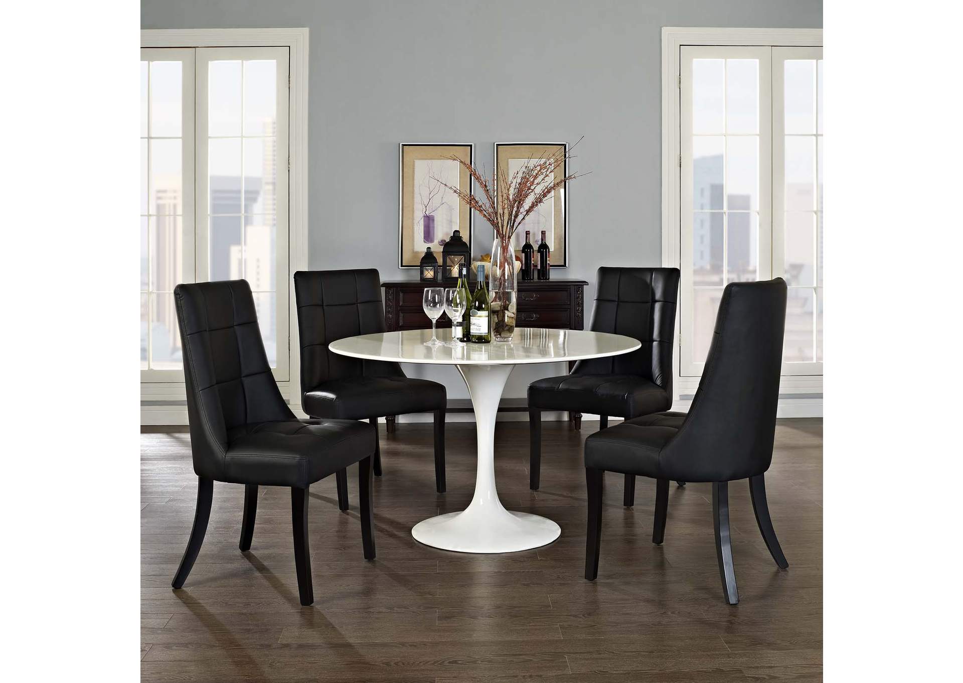 Black Noblesse Dining Chair Vinyl [Set of 4],Modway