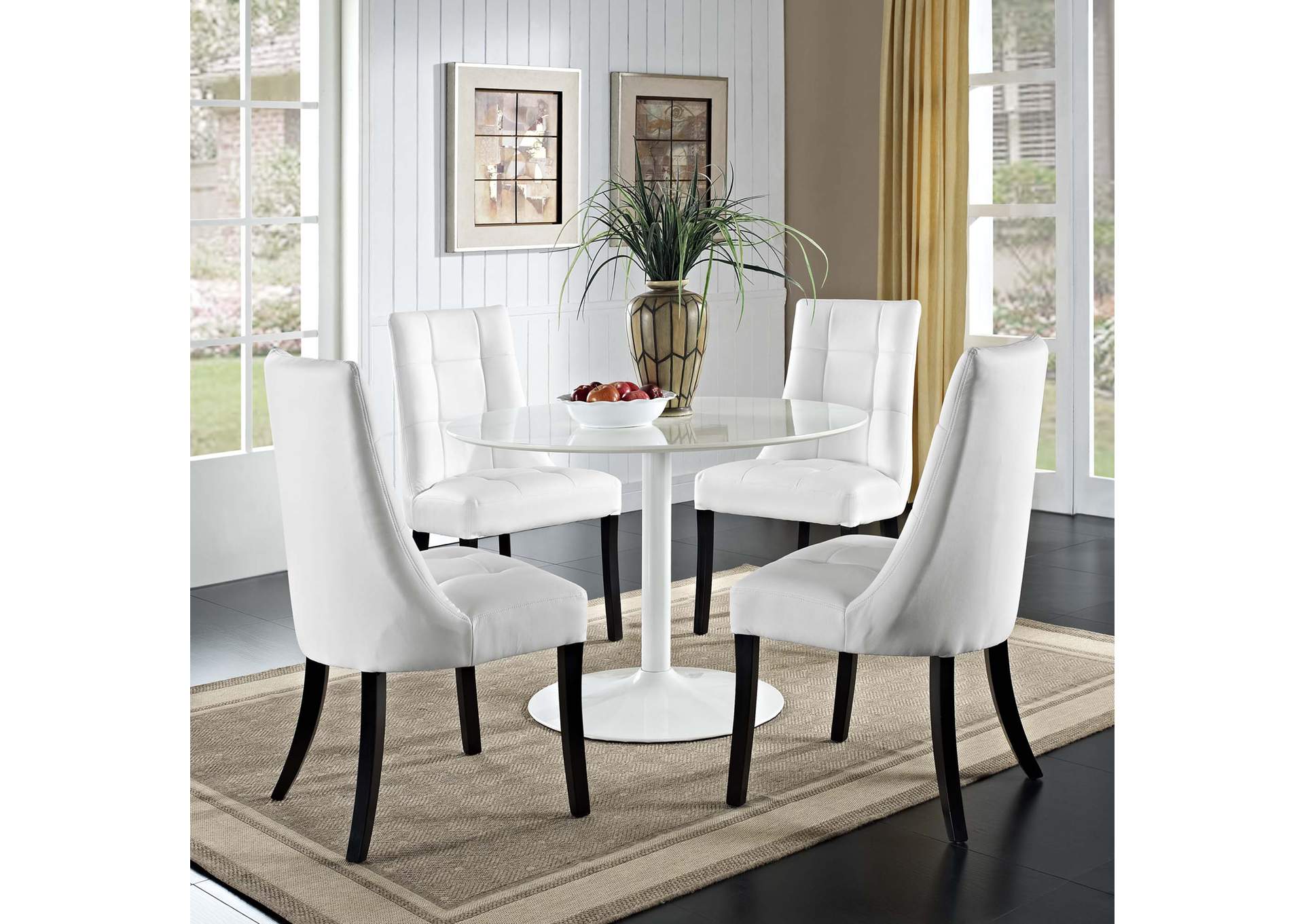 White Noblesse Dining Chair Vinyl [Set of 4],Modway