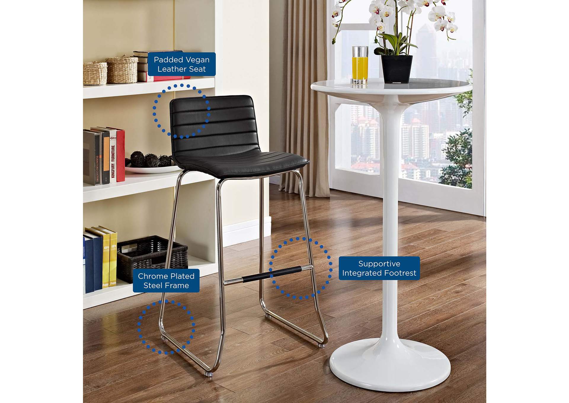 Black Dive Bar Stool [Set of 4],Modway