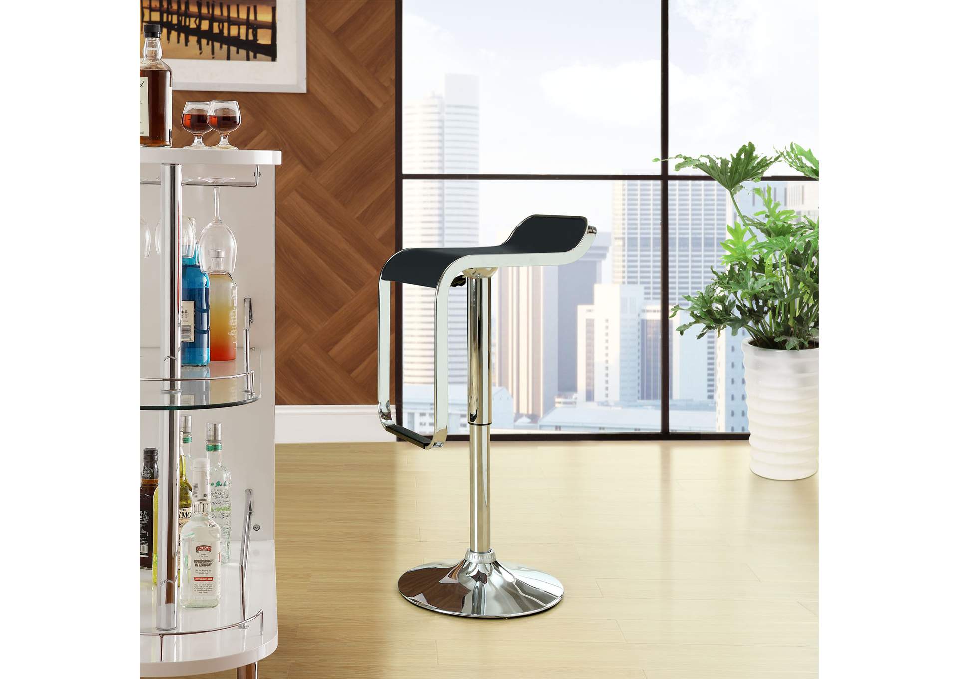 Black LEM Vinyl Bar Stool,Modway