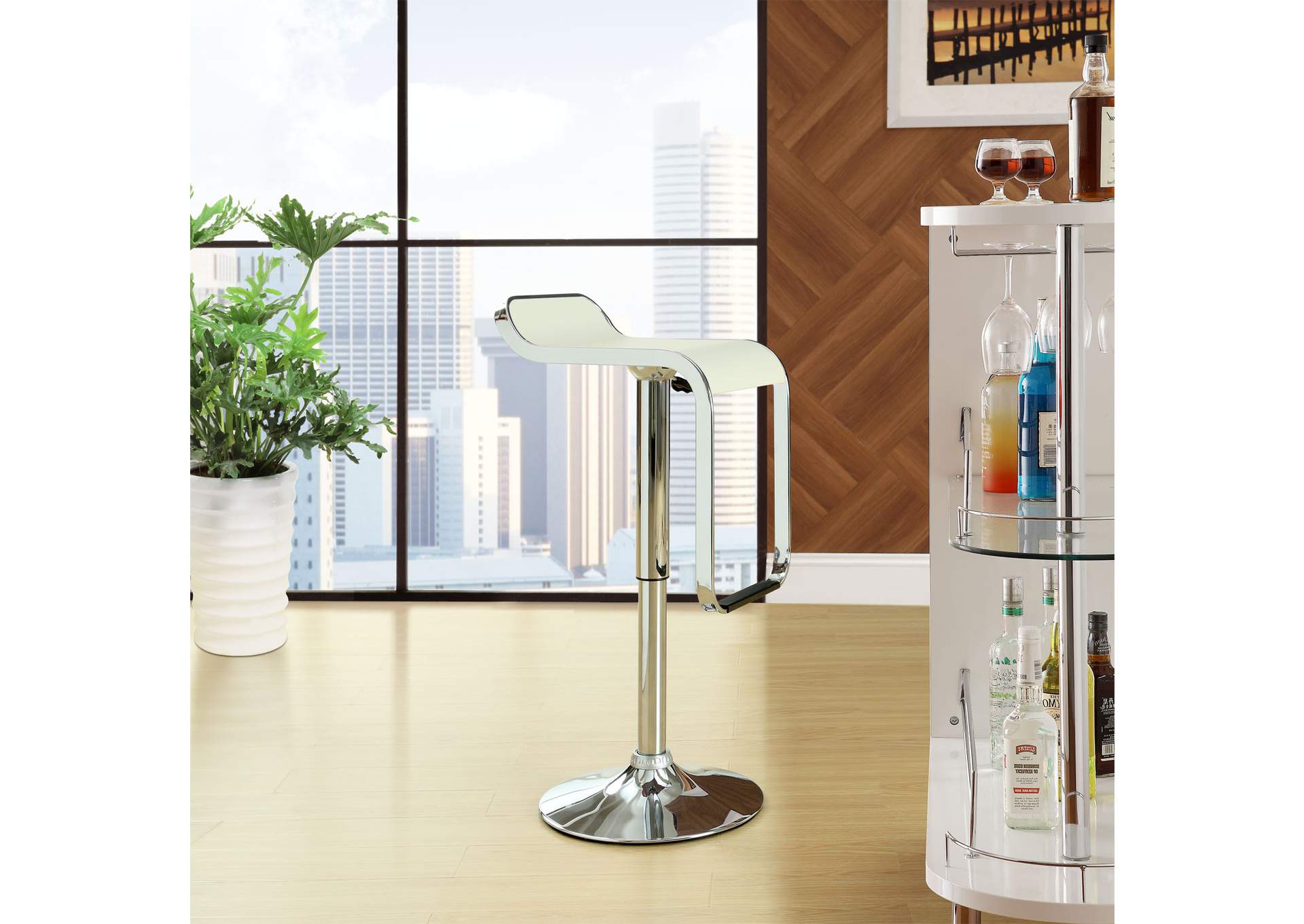 White LEM Vinyl Bar Stool,Modway