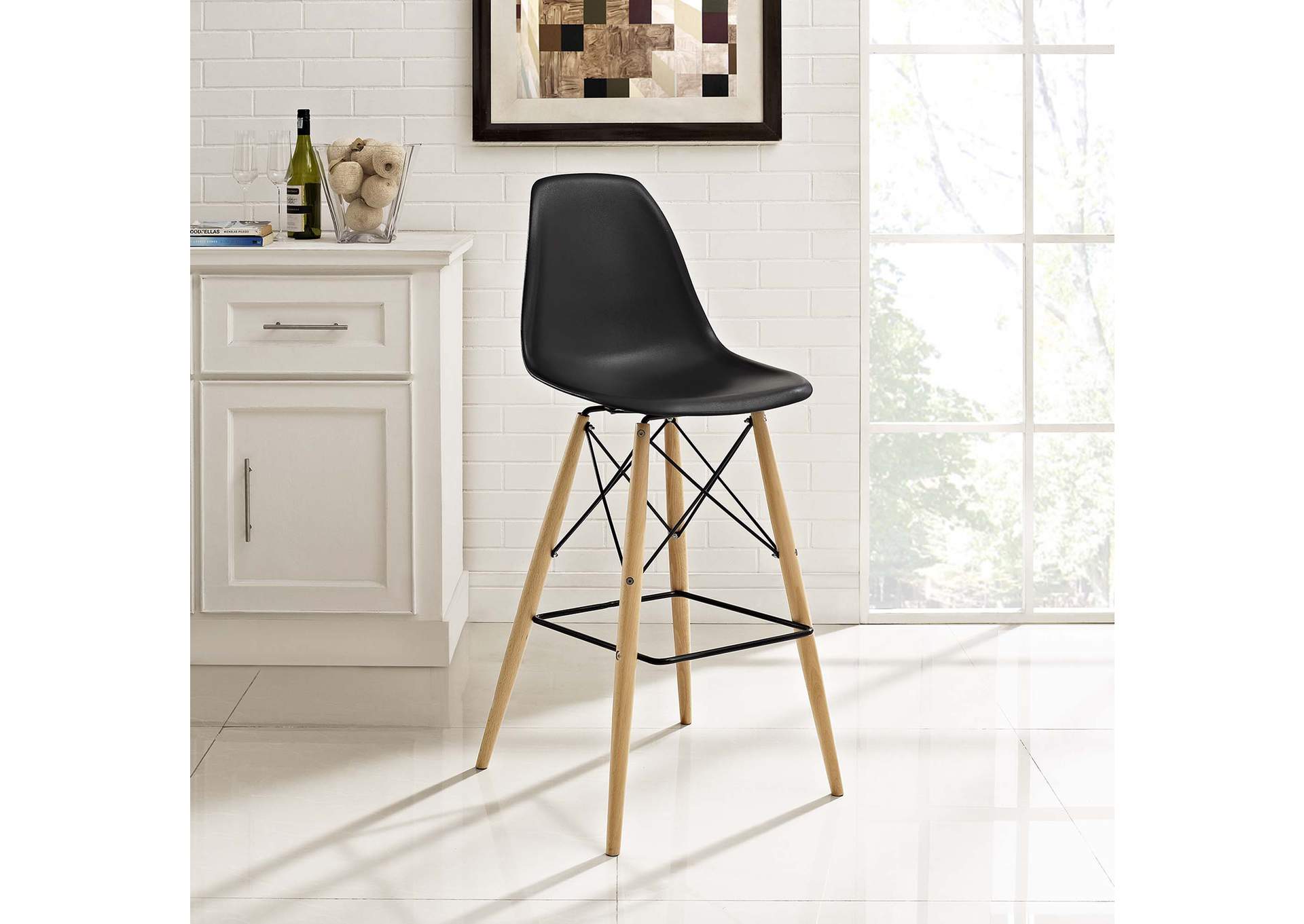 Black Pyramid Bar Stool,Modway