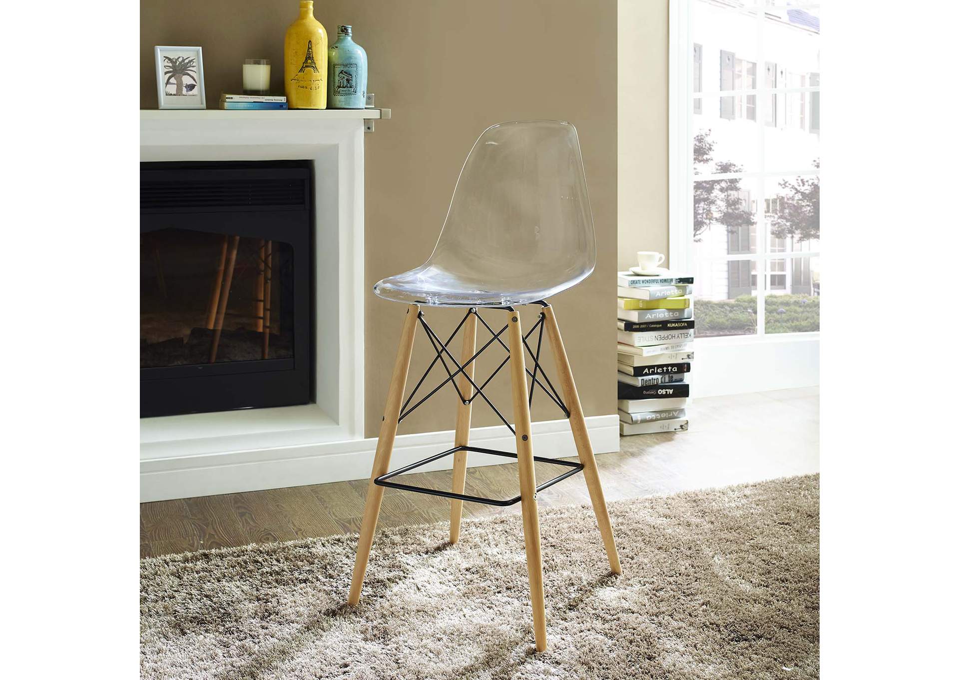 Clear Pyramid Bar Stool,Modway