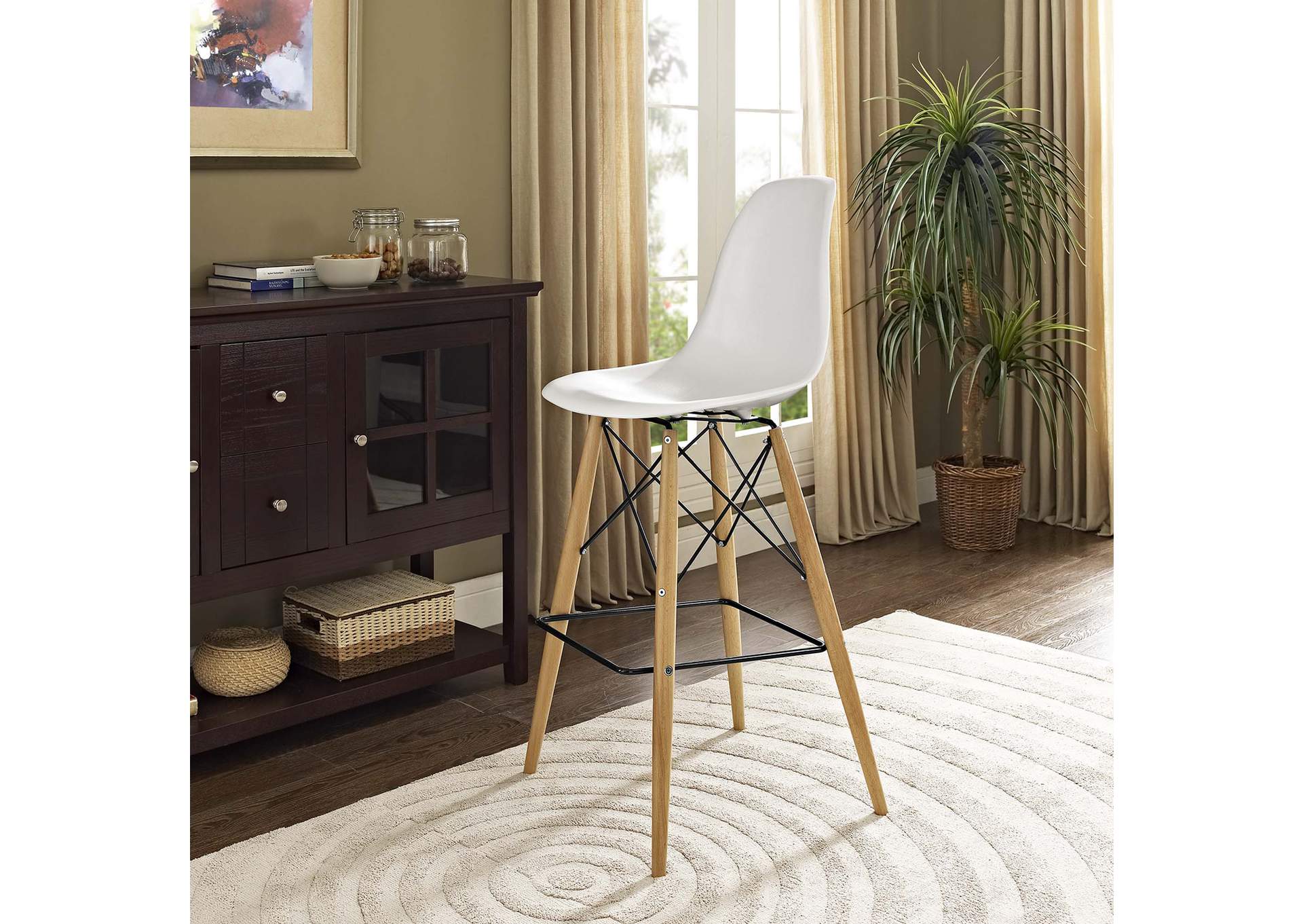 White Pyramid Bar Stool,Modway