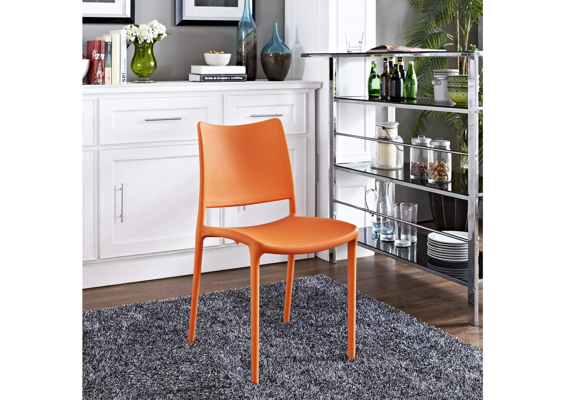 Orange Hipster Dining Side Chair,Modway