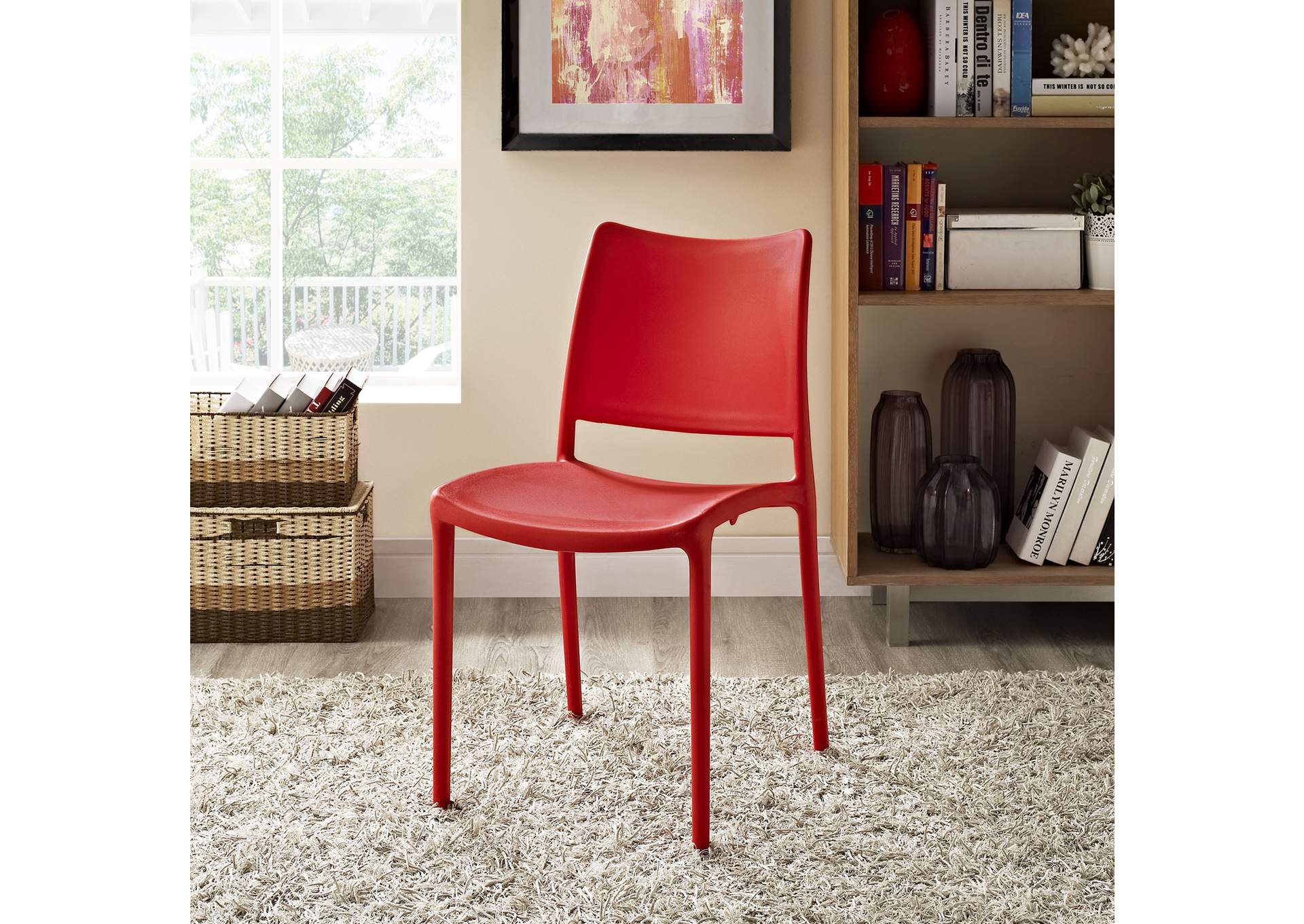 Hipster Red Dining Side Chair,Modway