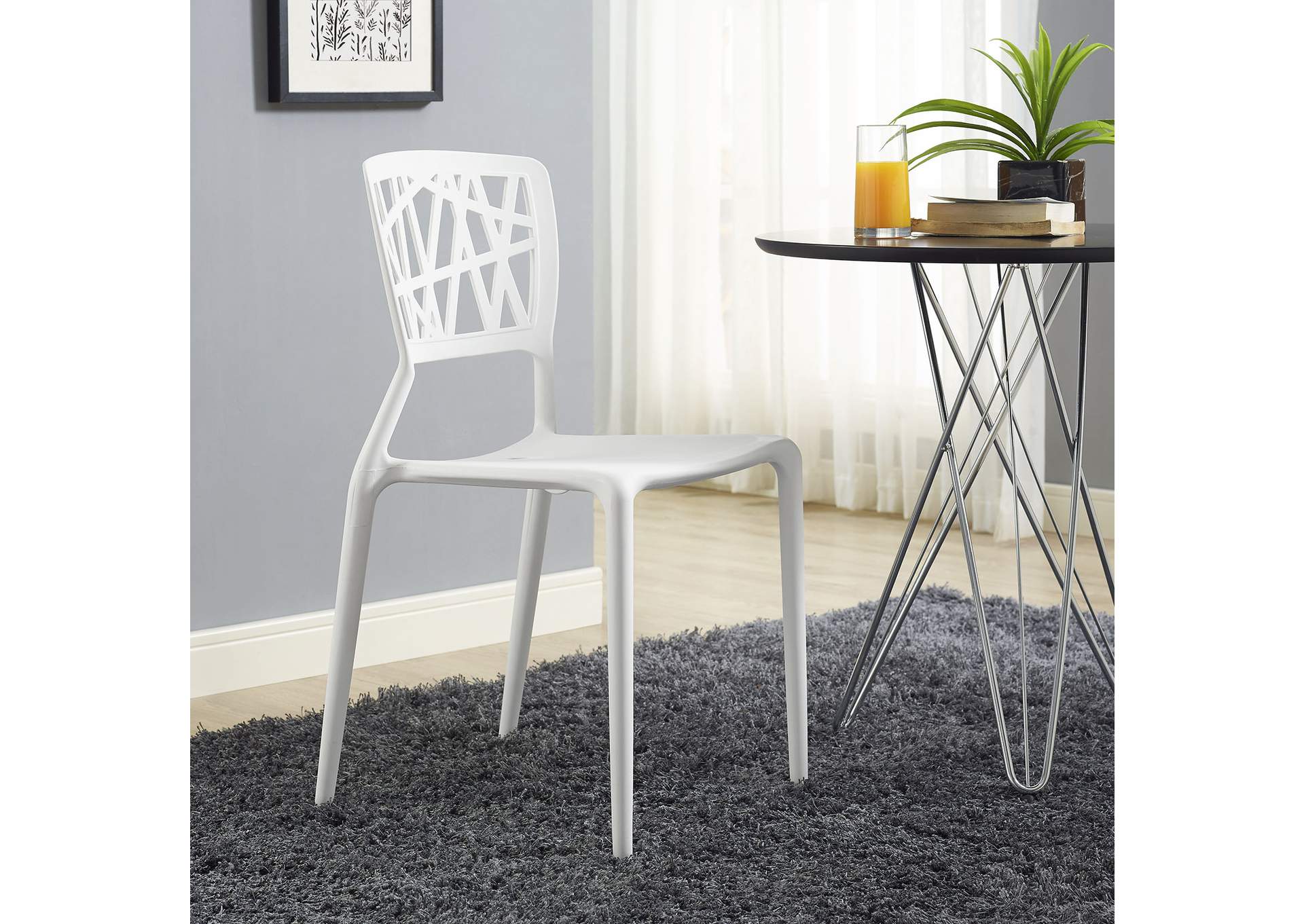 White Astro Dining Side Chair,Modway