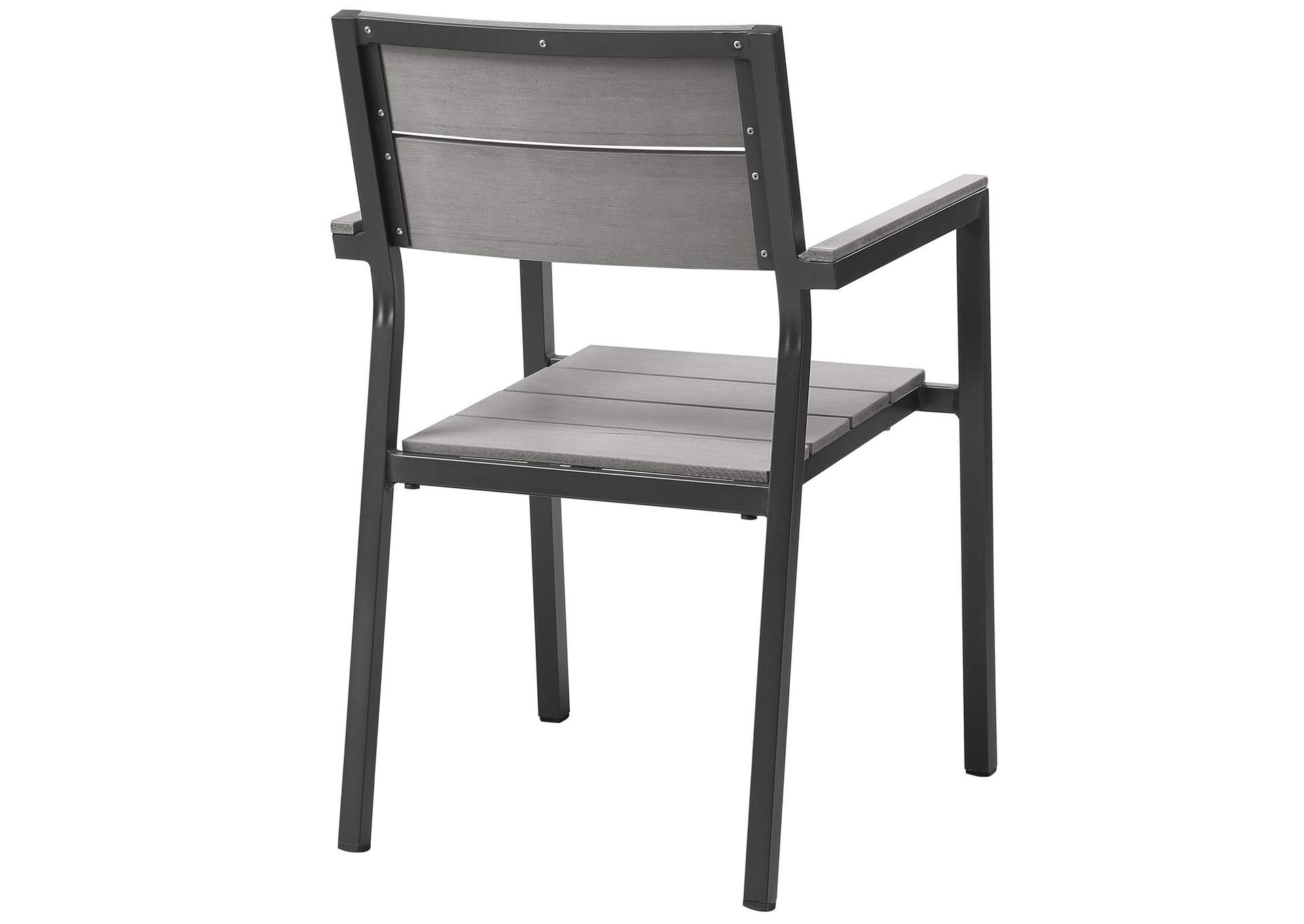 Brown Gray Maine Arm Dining Chair Outdoor Patio [Set of 2],Modway