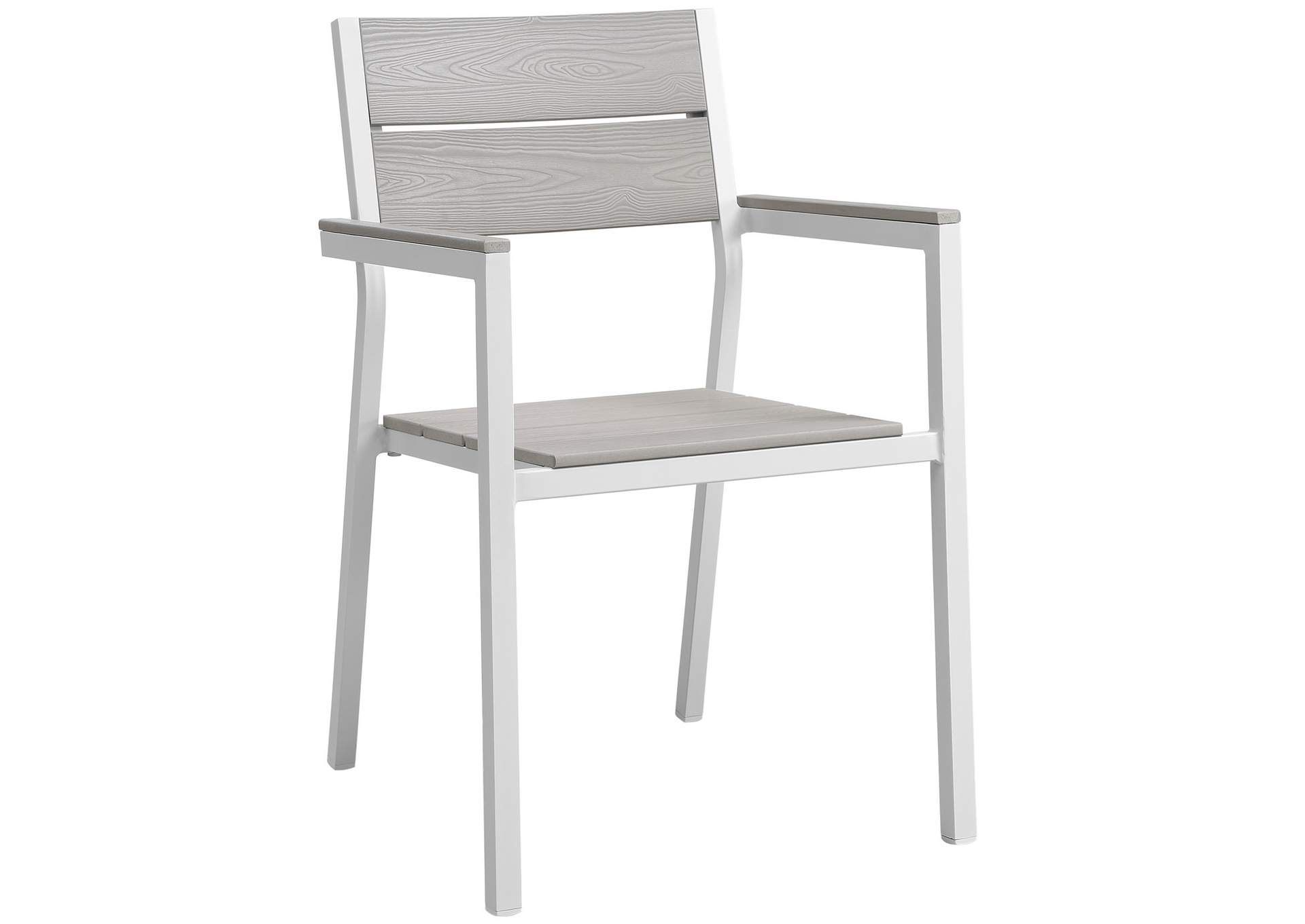 White Light Gray Maine Arm Dining Chair Outdoor Patio [Set of 2],Modway