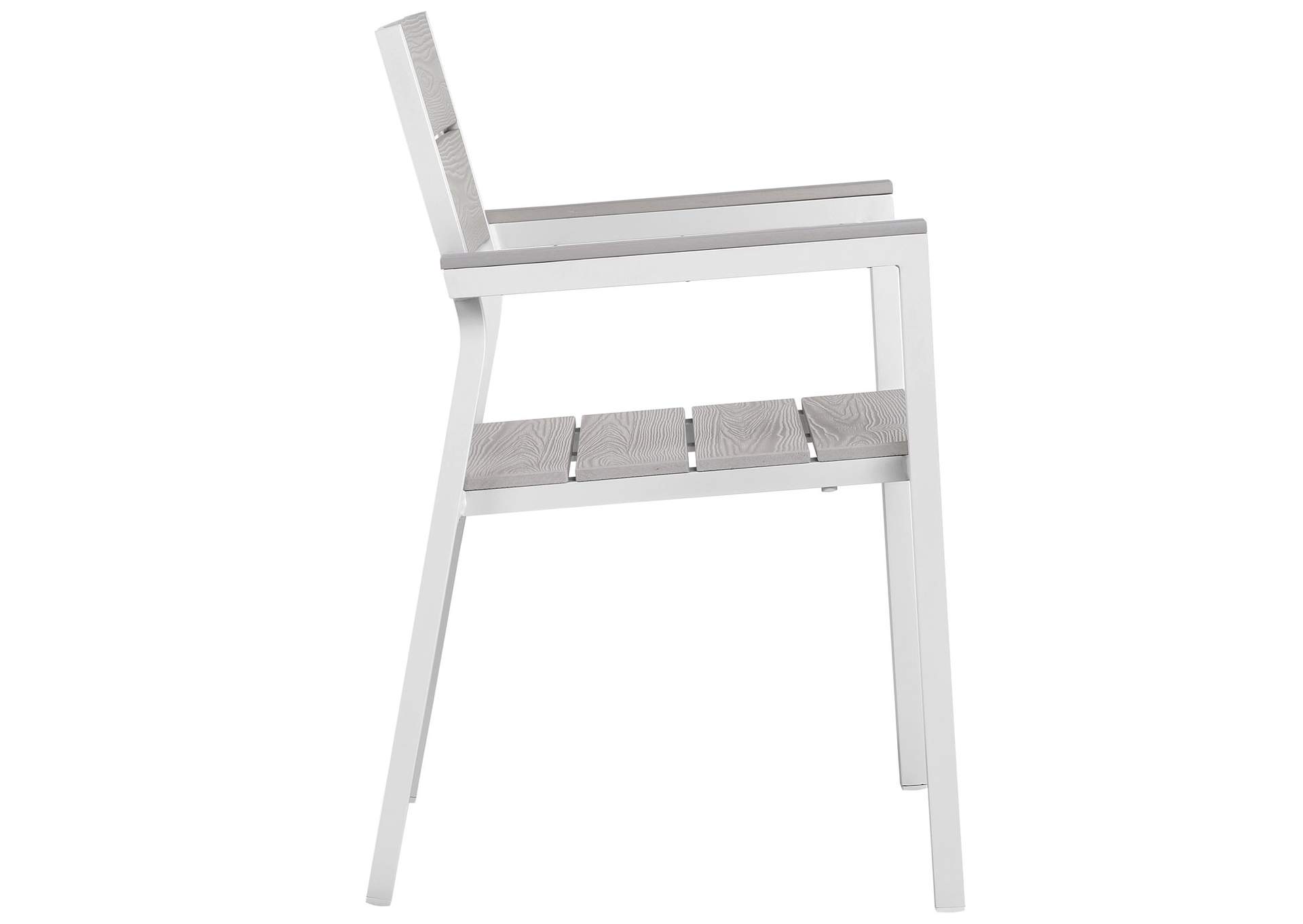 White Light Gray Maine Arm Dining Chair Outdoor Patio [Set of 2],Modway