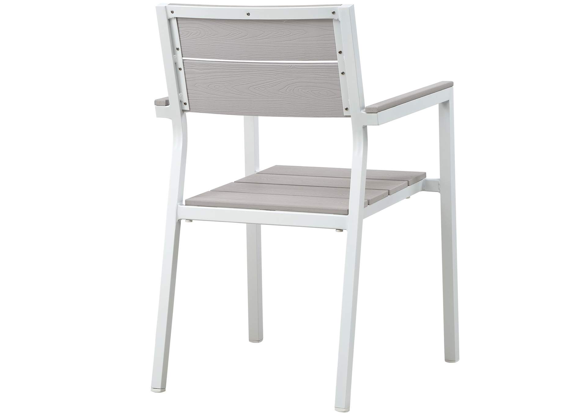 White Light Gray Maine Arm Dining Chair Outdoor Patio [Set of 2],Modway