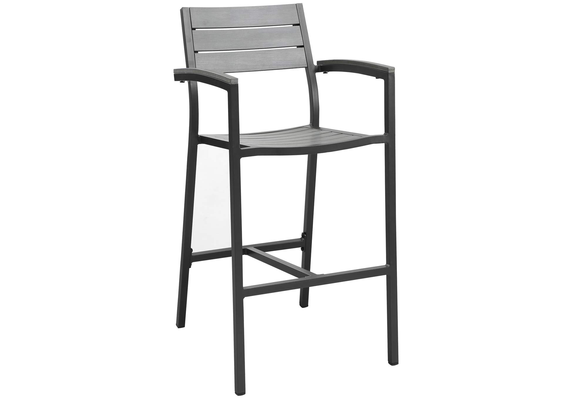 Brown Gray Maine Bar Stool Outdoor Patio [Set of 2],Modway