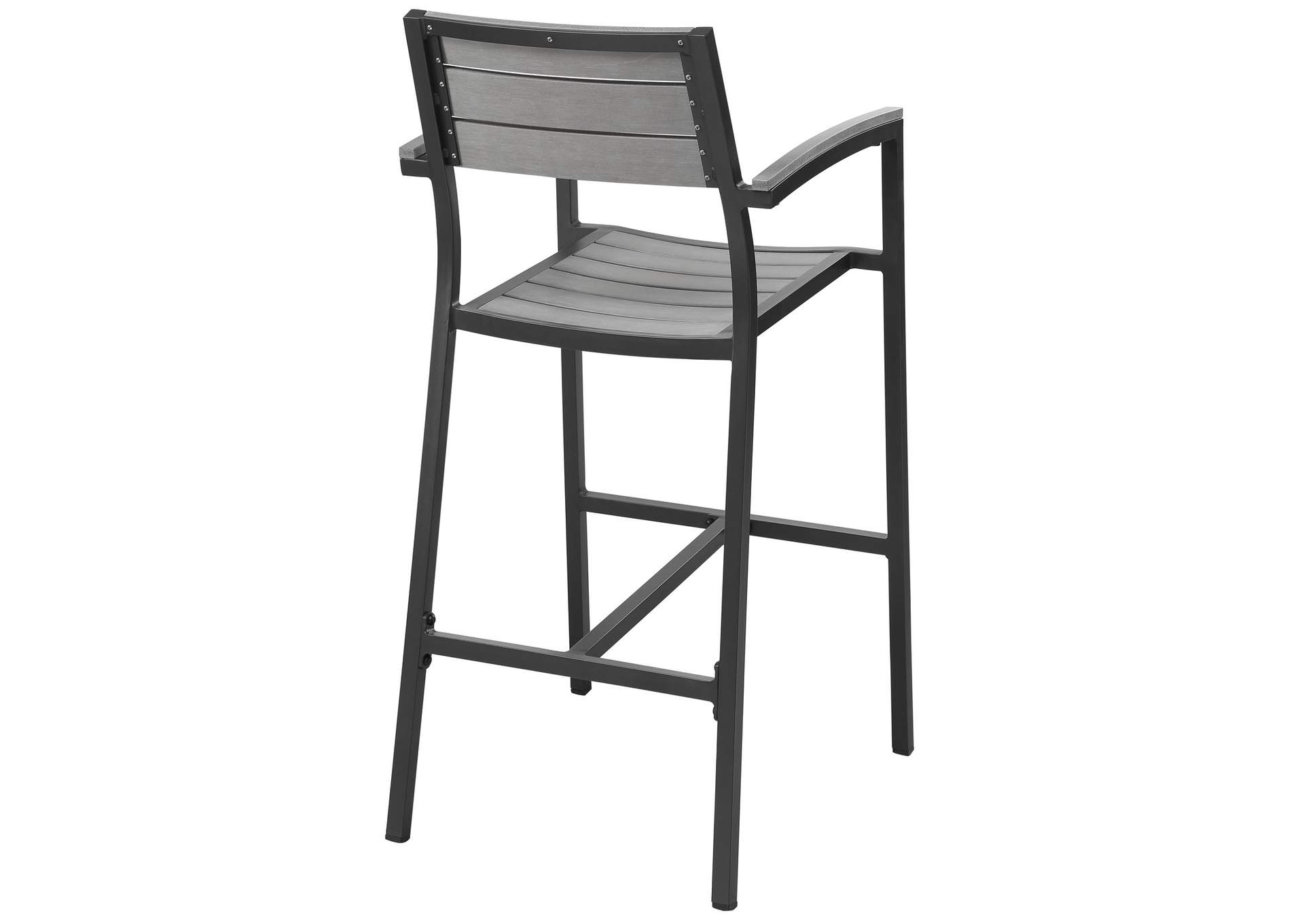 Brown Gray Maine Bar Stool Outdoor Patio [Set of 2],Modway