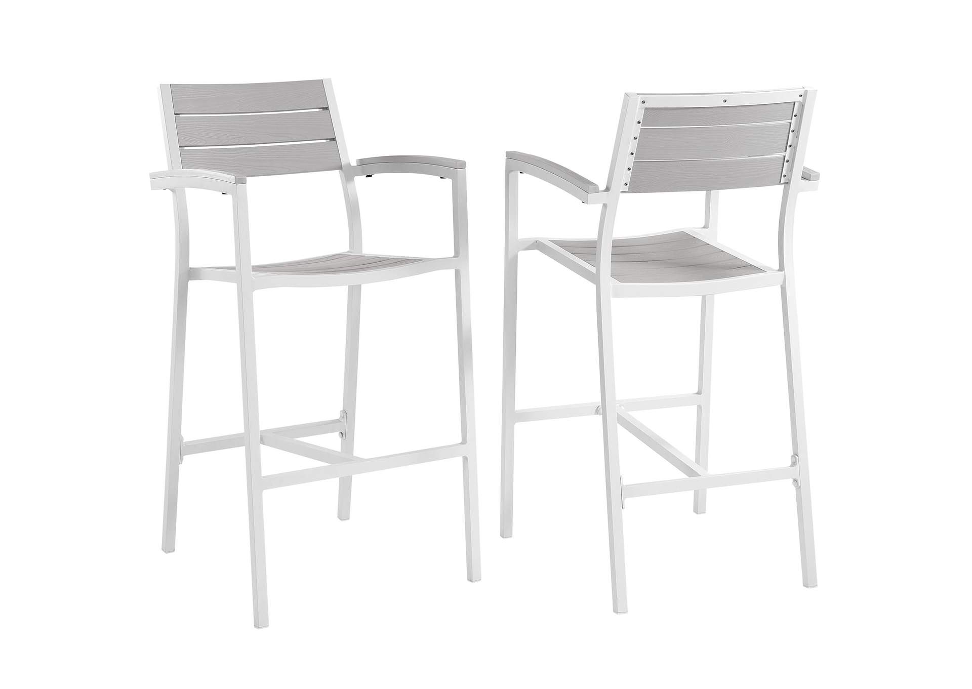 White Light Gray Maine Bar Stool Outdoor Patio [Set of 2],Modway