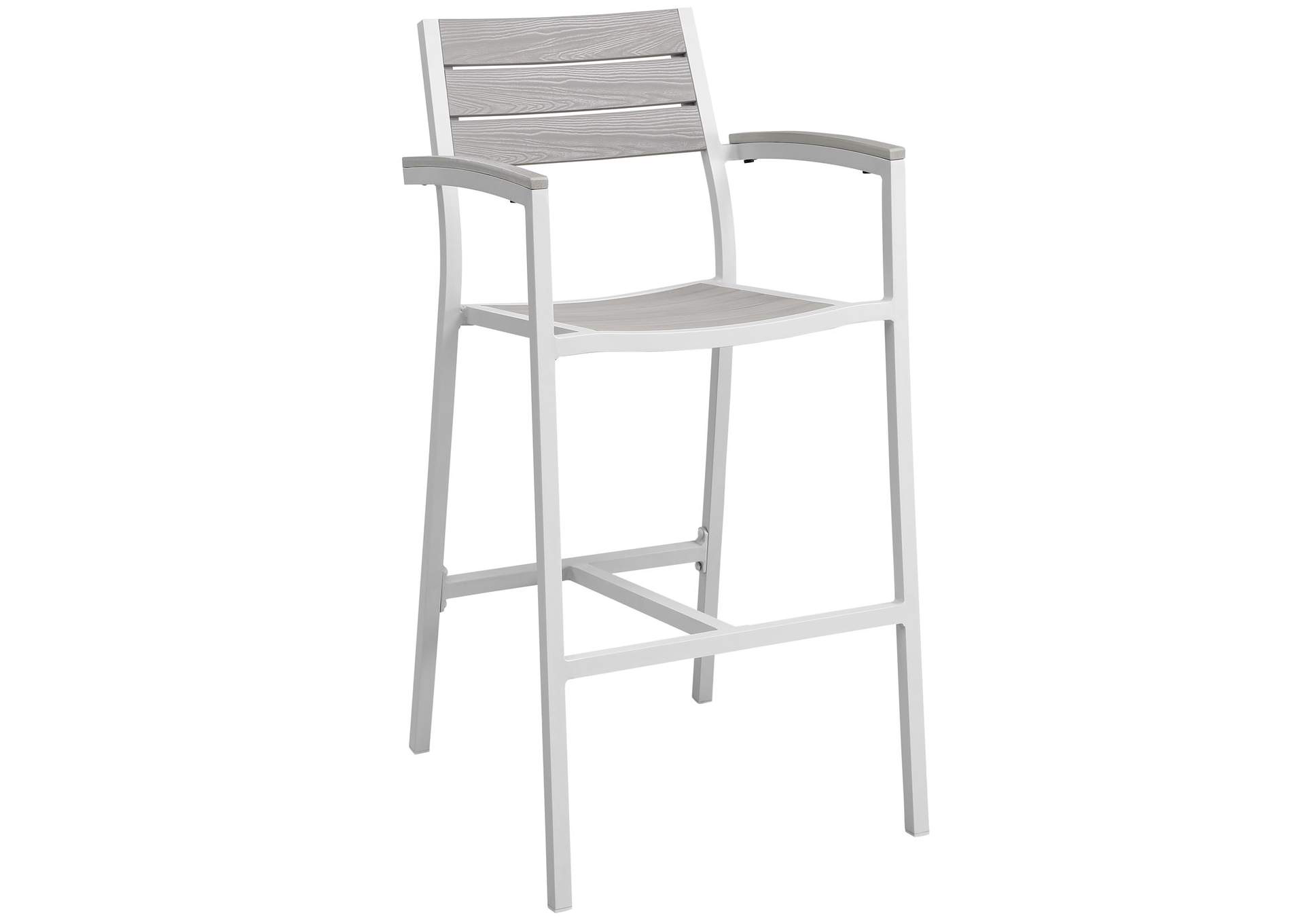 White Light Gray Maine Bar Stool Outdoor Patio [Set of 2],Modway