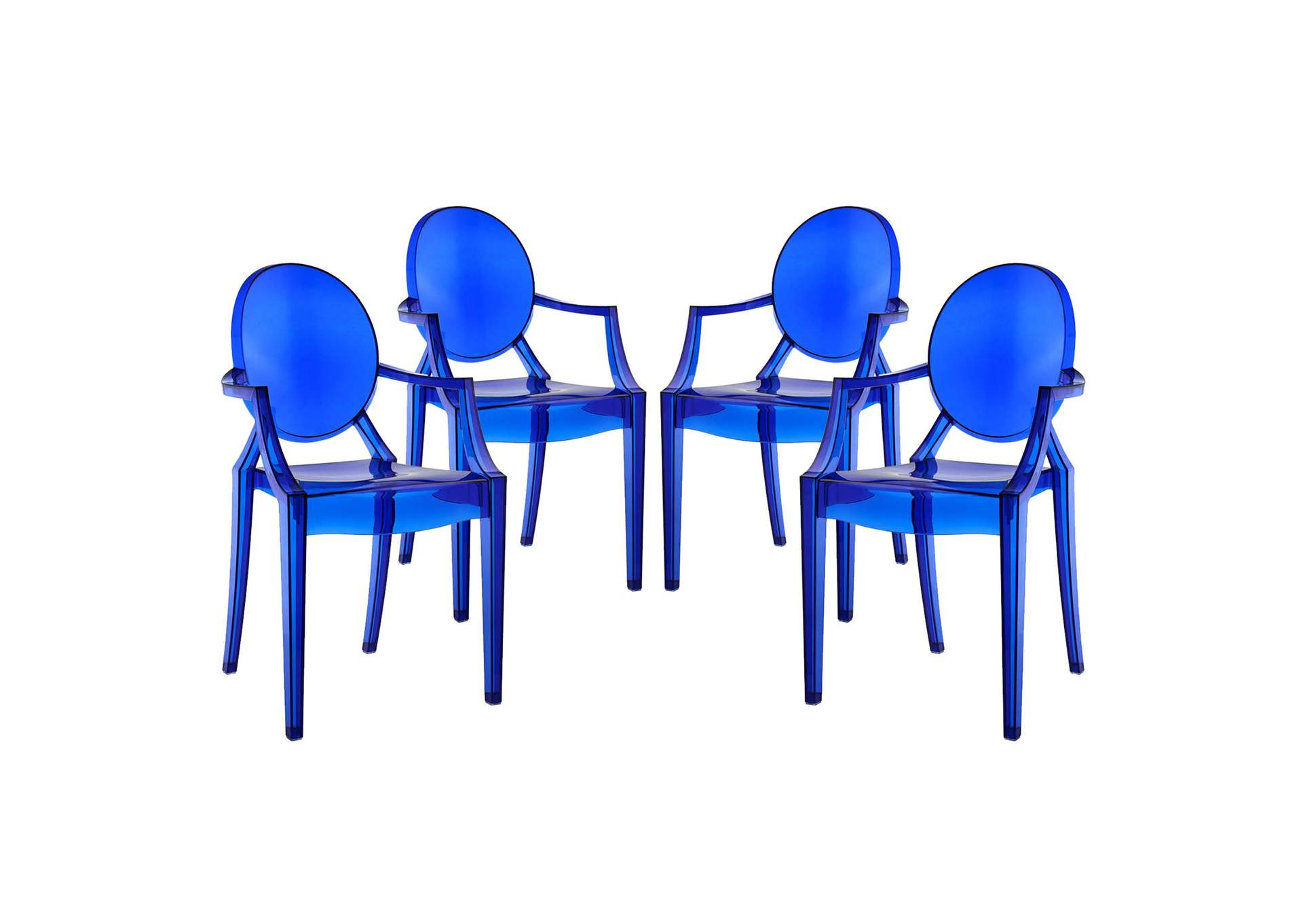 Blue Casper Arm Dining Chairs [Set of 4],Modway