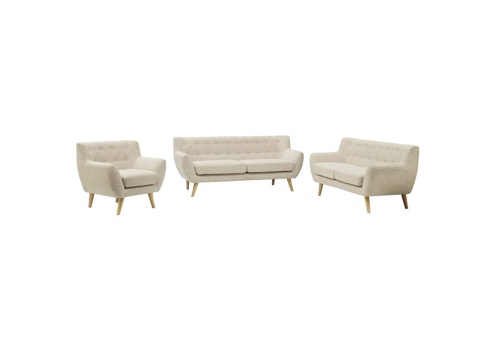 Beige Remark 3 Piece Living Room Set,Modway