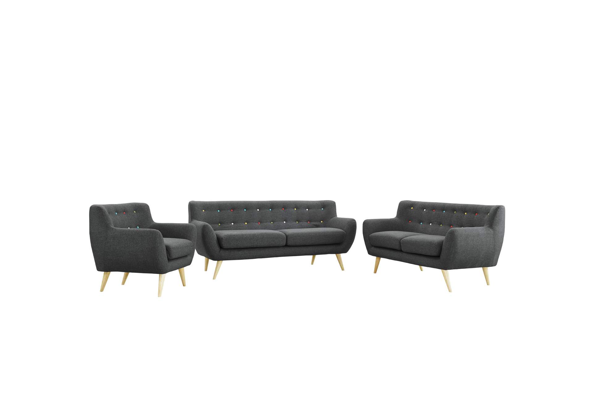 Gray Remark 3 Piece Living Room Set,Modway