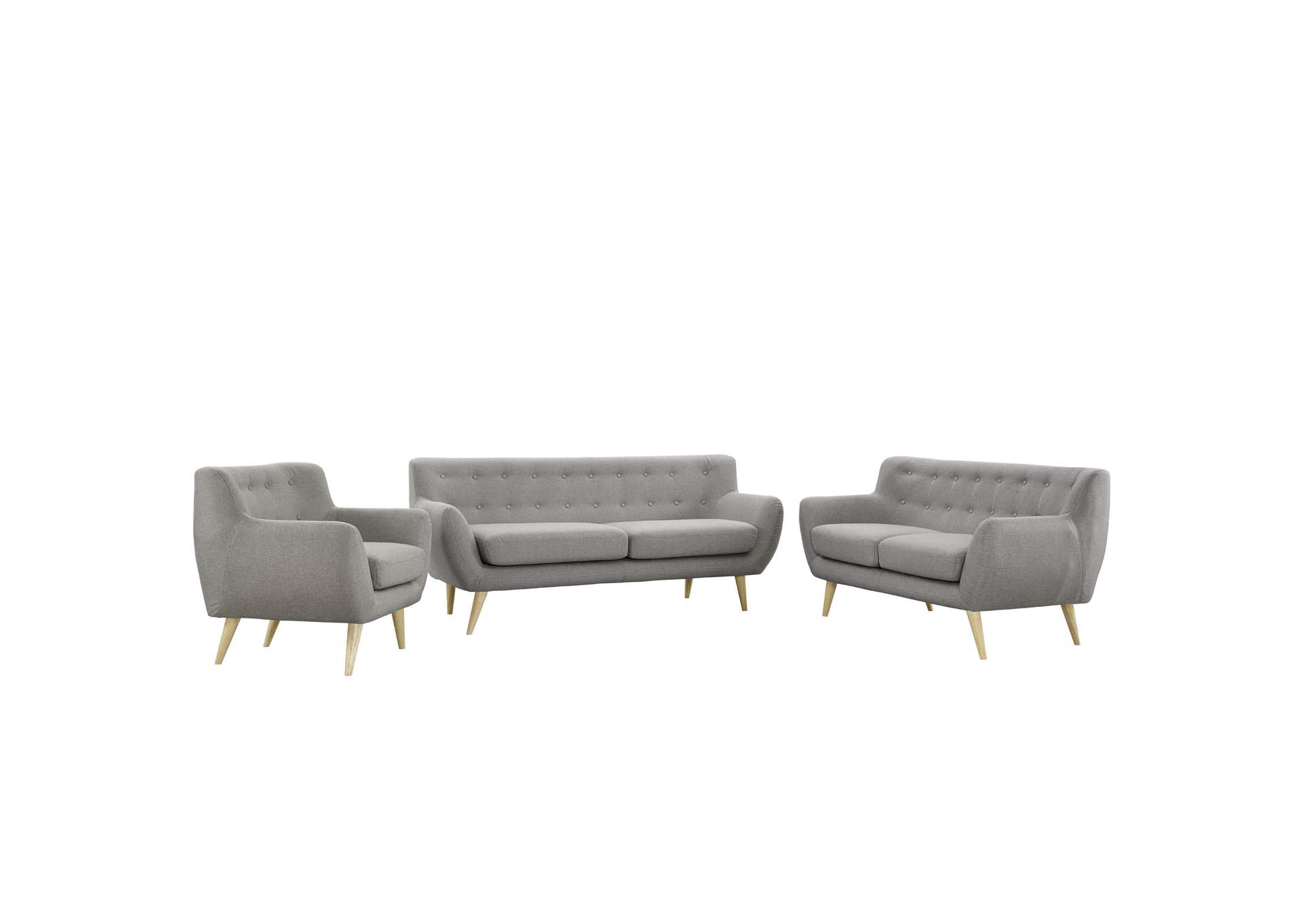 Light Gray Remark 3 Piece Living Room Set,Modway