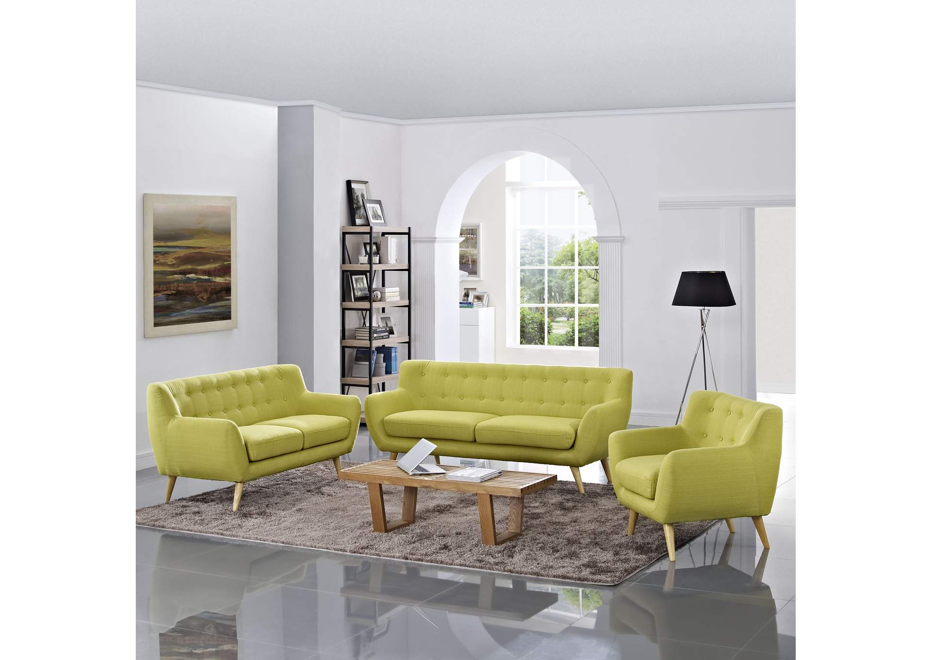 Wheat Remark 3 Piece Living Room Set,Modway