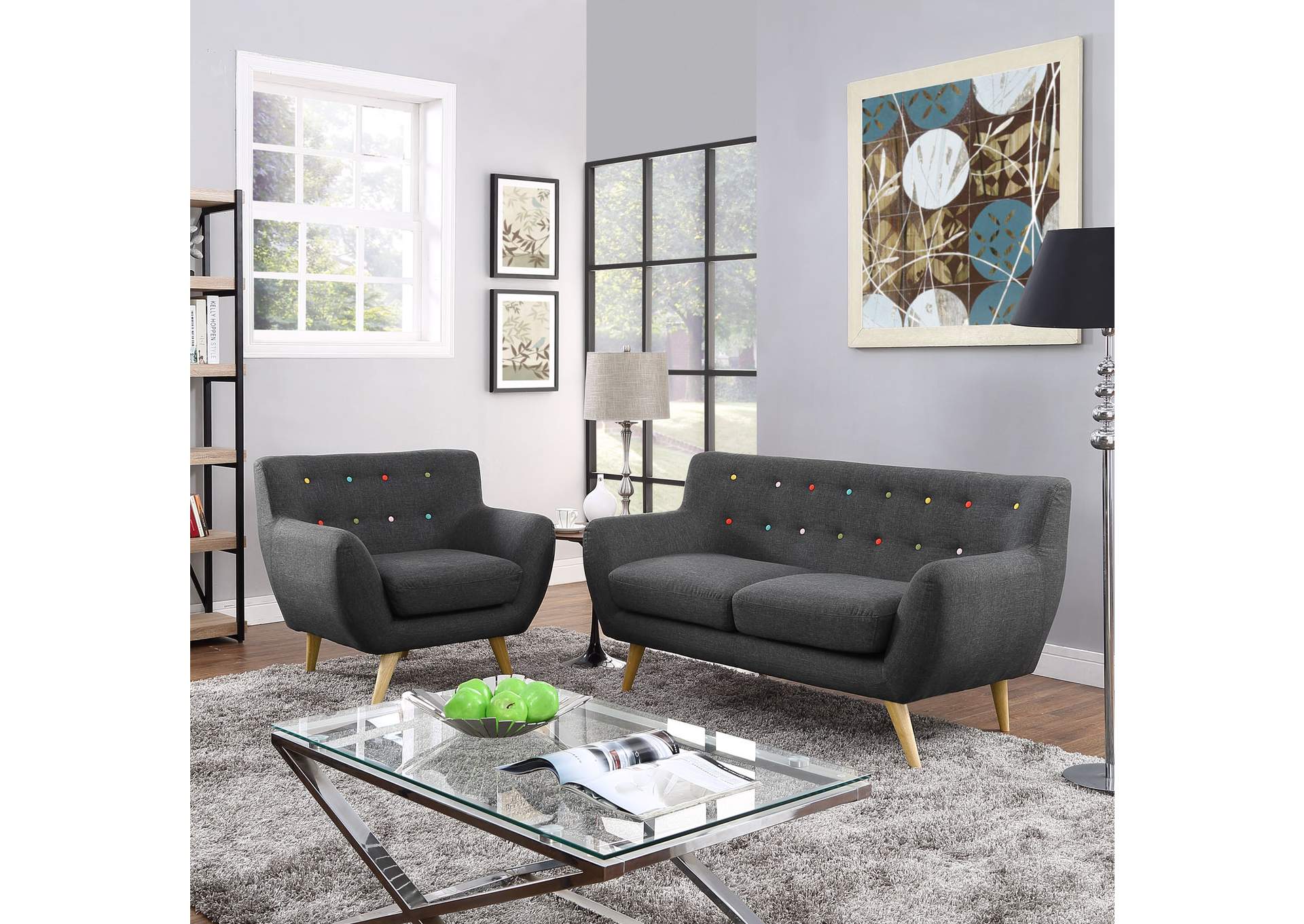 Gray Remark 2 Piece Living Room Set,Modway