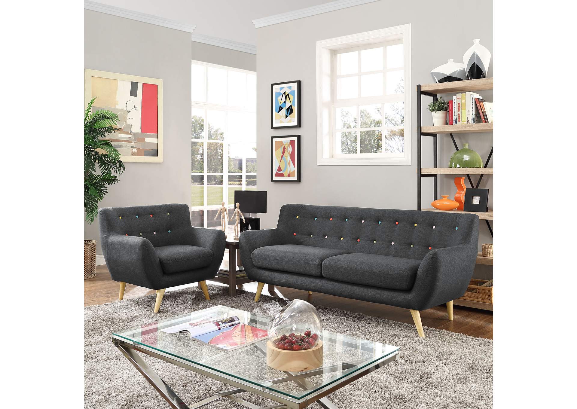 Gray Remark 2 Piece Living Room Set,Modway