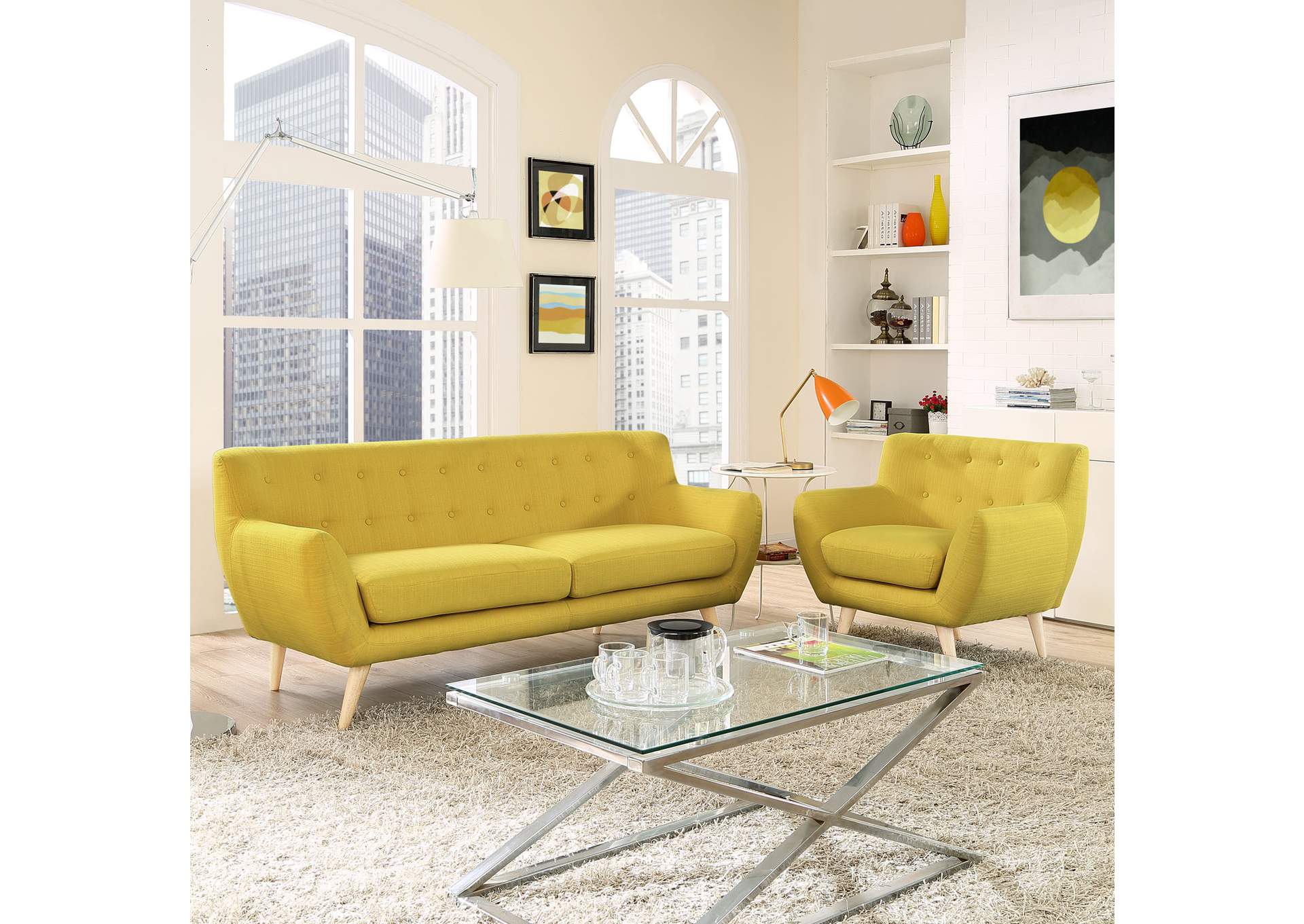 Sunny Remark 2 Piece Living Room Set,Modway