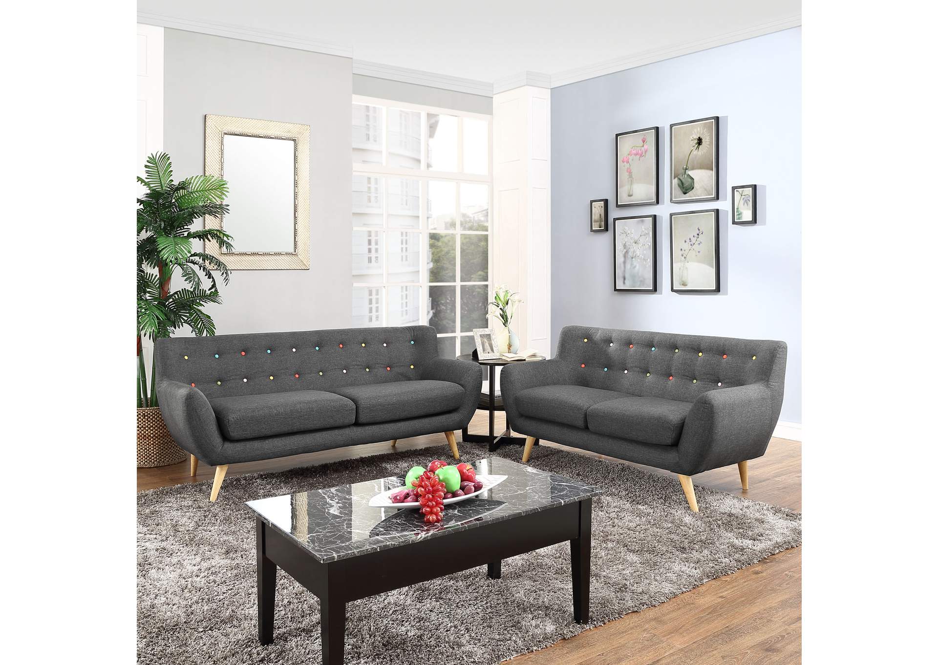 Gray Remark 2 Piece Living Room Set,Modway