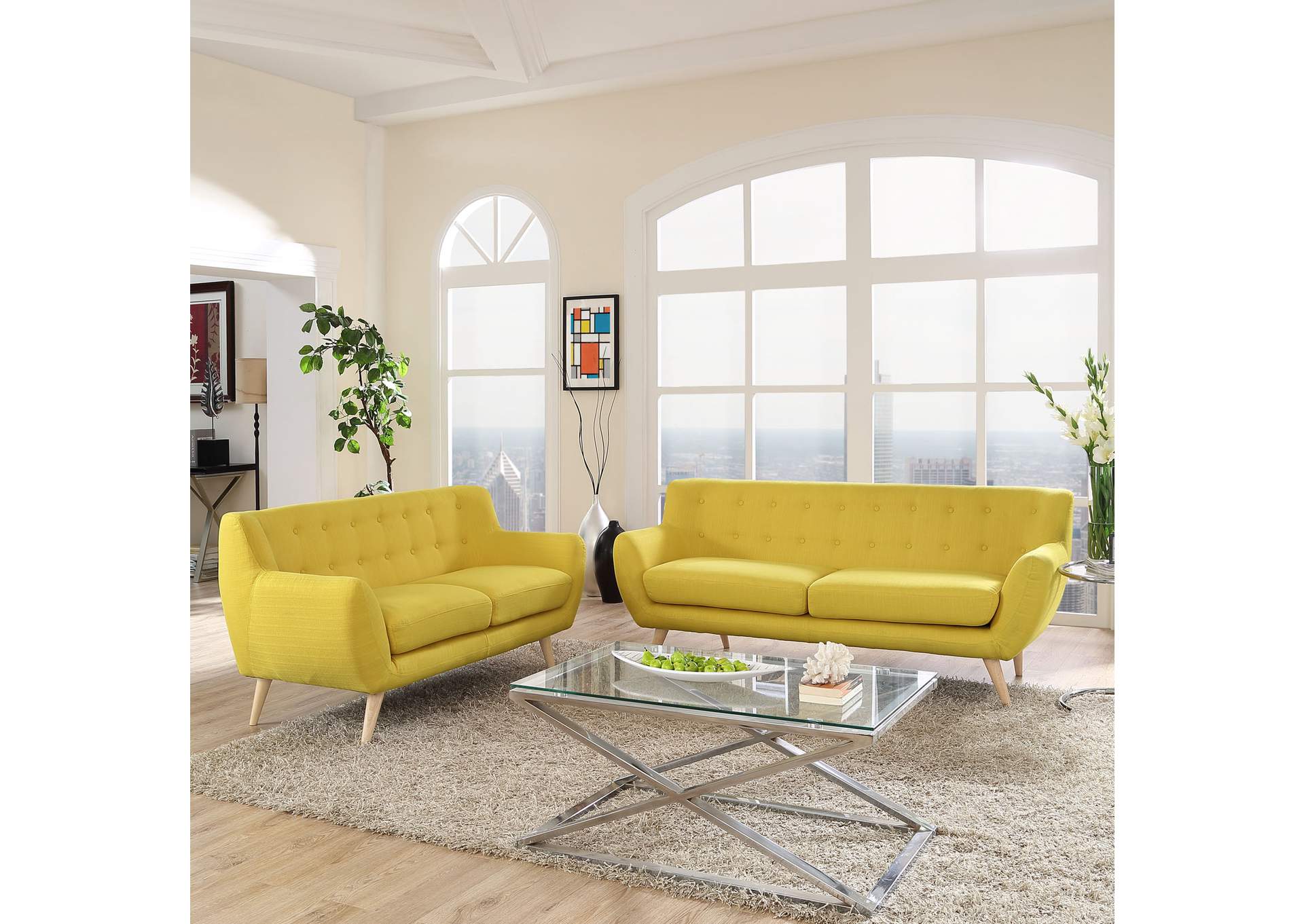 Sunny Remark 2 Piece Living Room Set,Modway