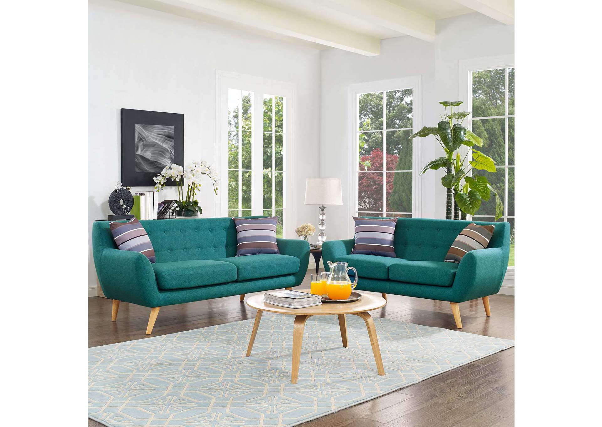 Teal Remark 2 Piece Living Room Set,Modway