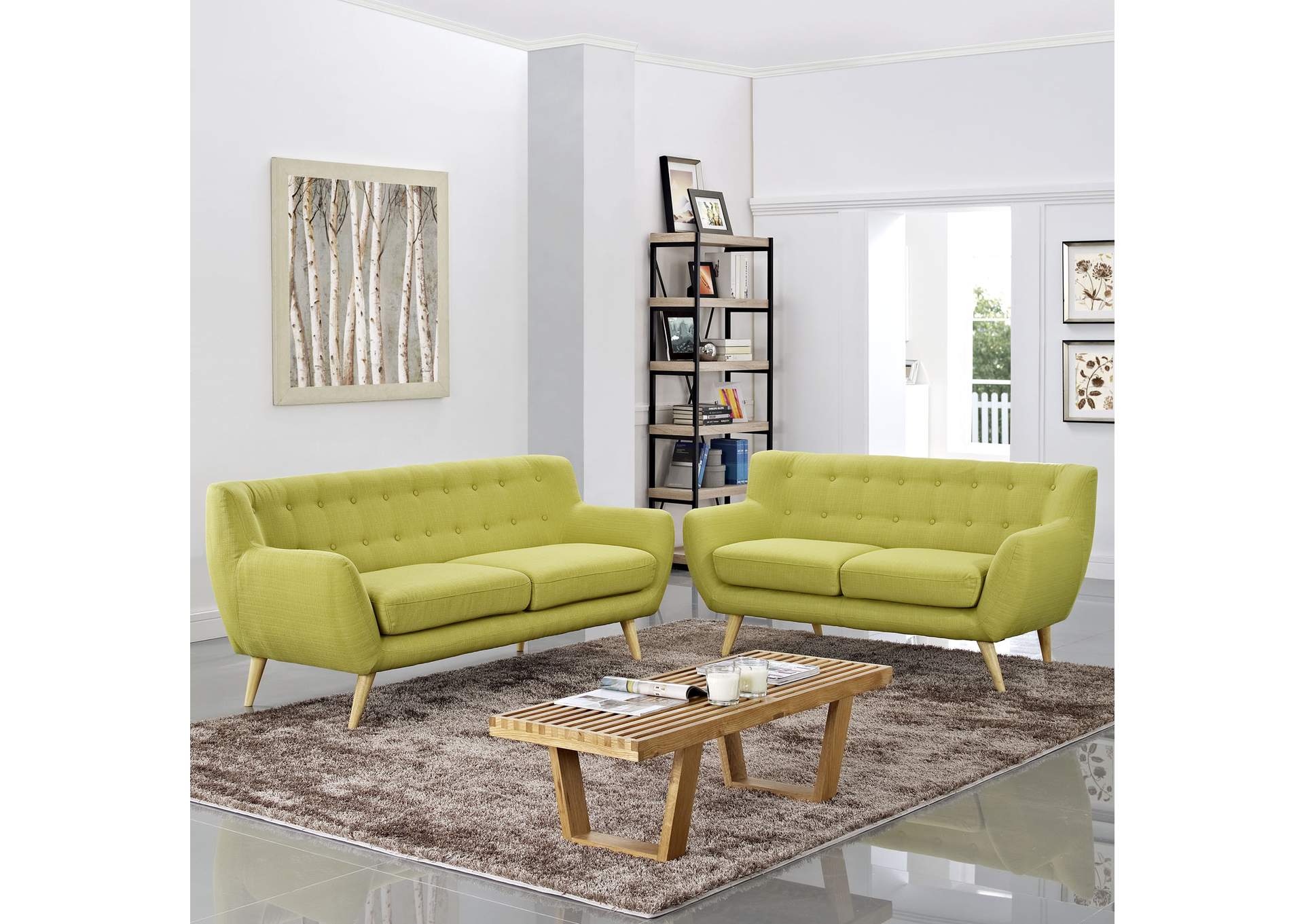 Wheat Remark 2 Piece Living Room Set,Modway