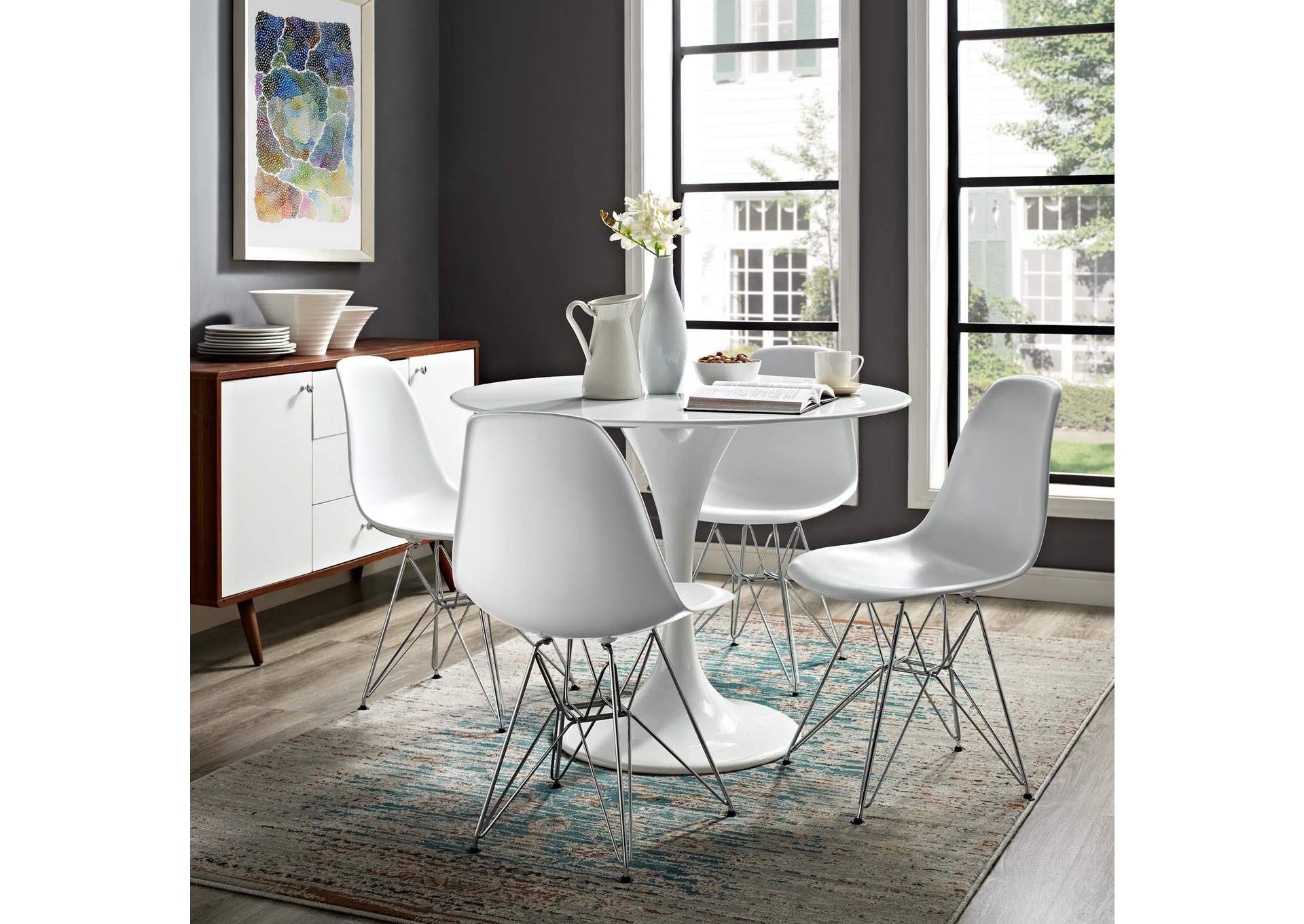 White Paris Dining Side Chair,Modway