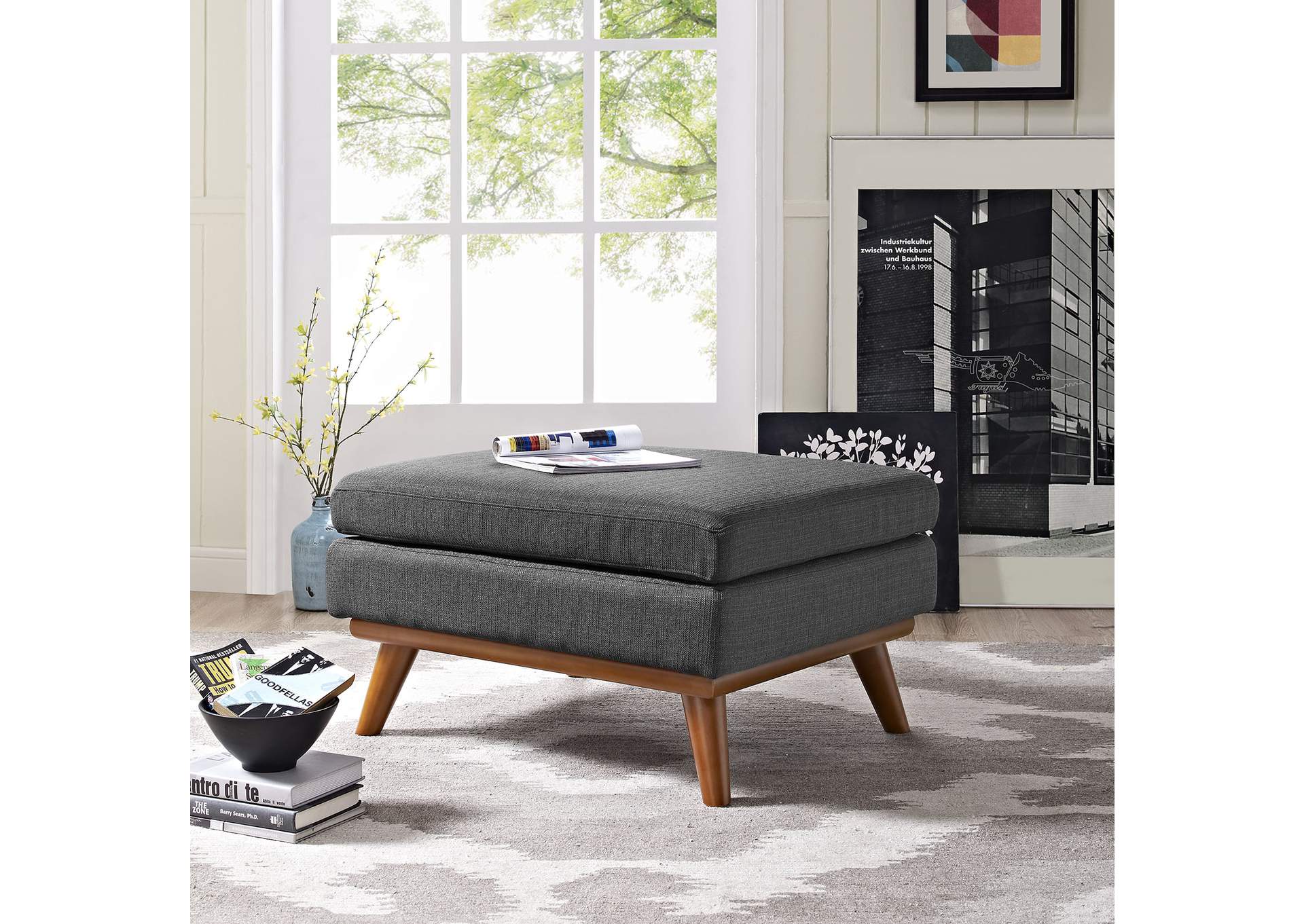 Gray Engage Upholstered Fabric Ottoman,Modway