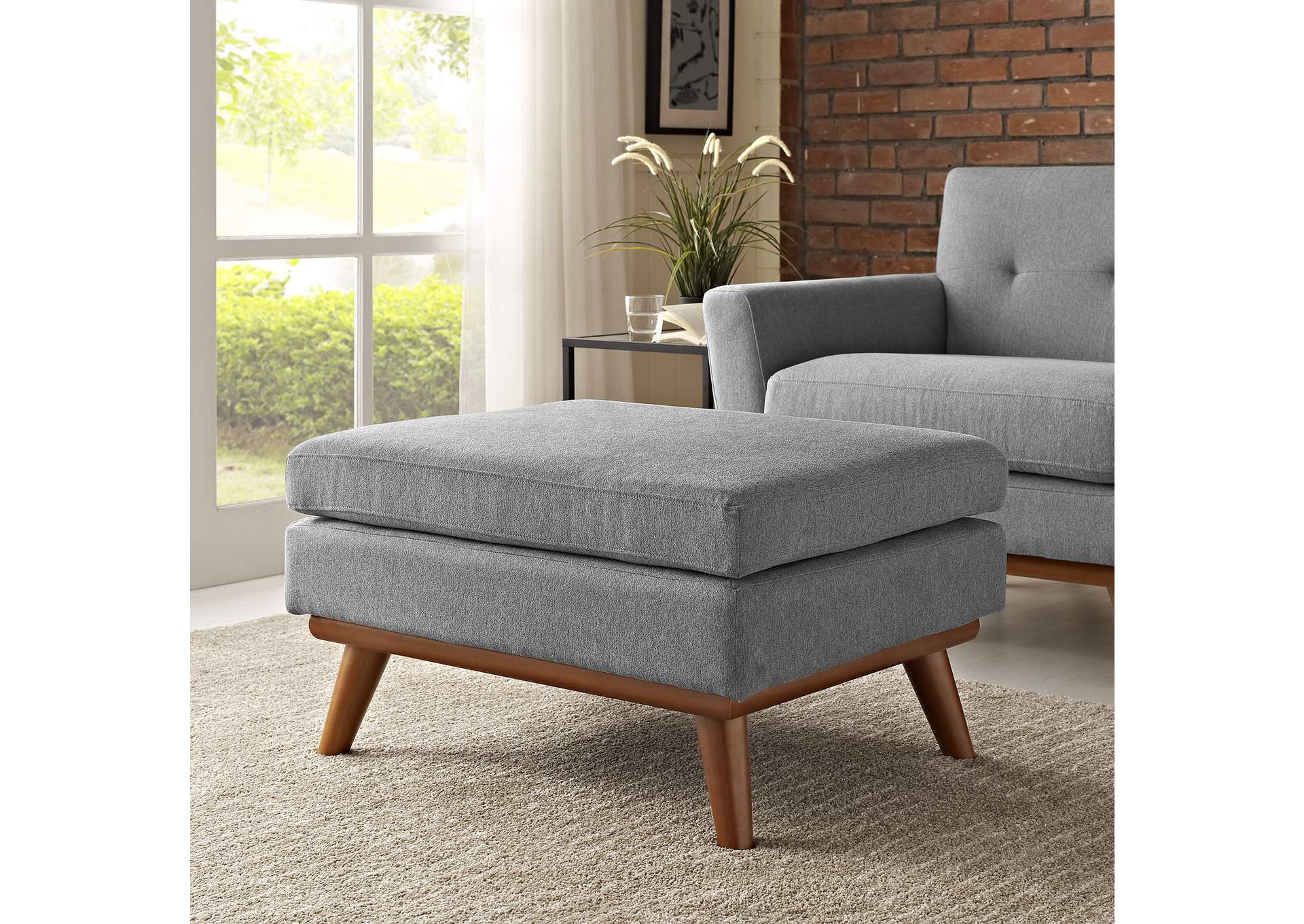 Engage Expectation Gray Upholstered Fabric Ottoman,Modway