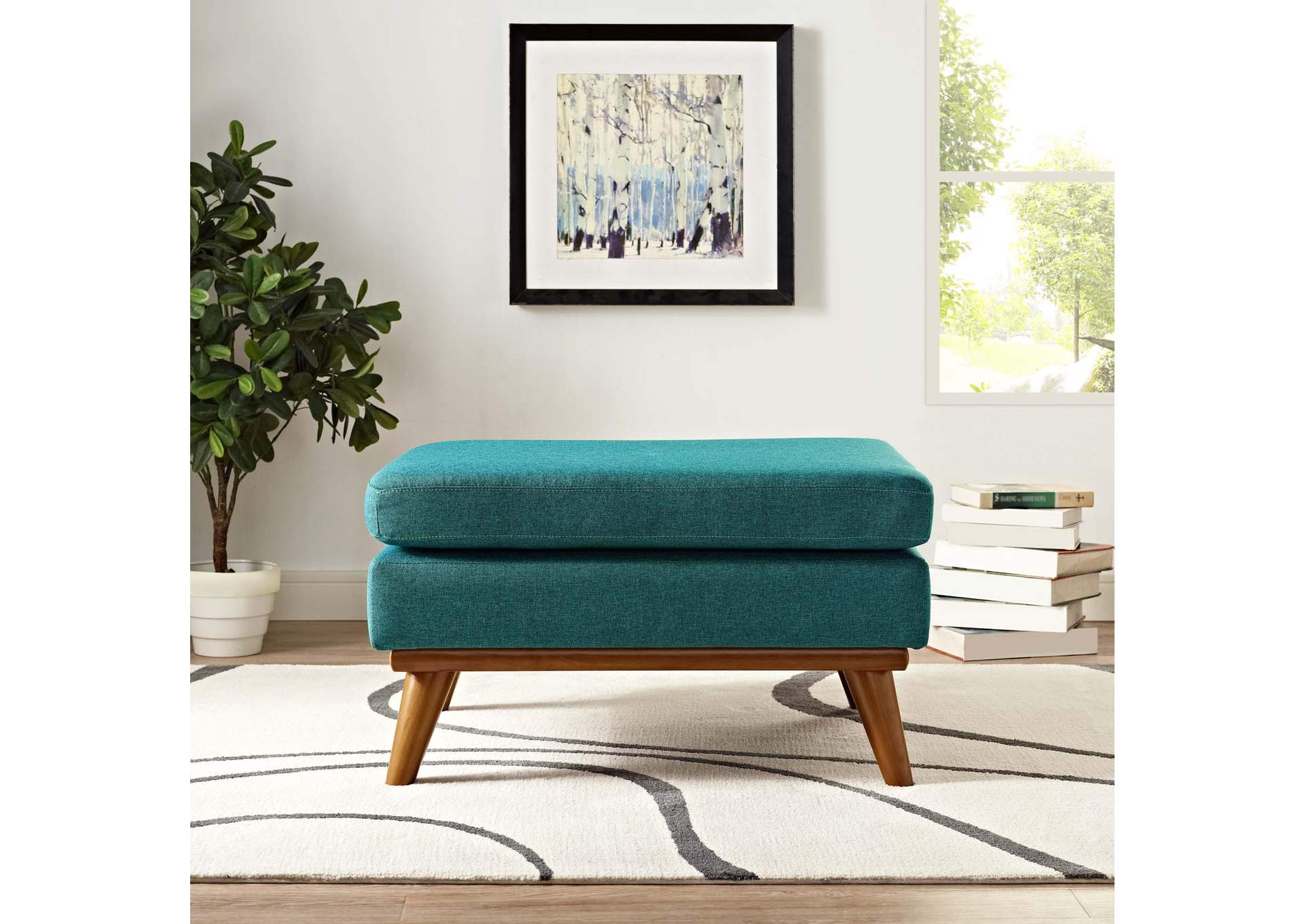 Teal Engage Upholstered Fabric Ottoman,Modway