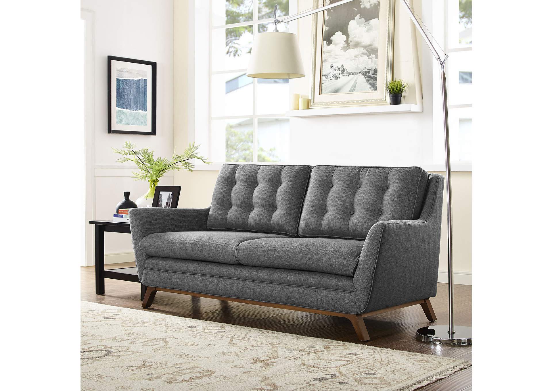 Gray Beguile Upholstered Fabric Loveseat,Modway