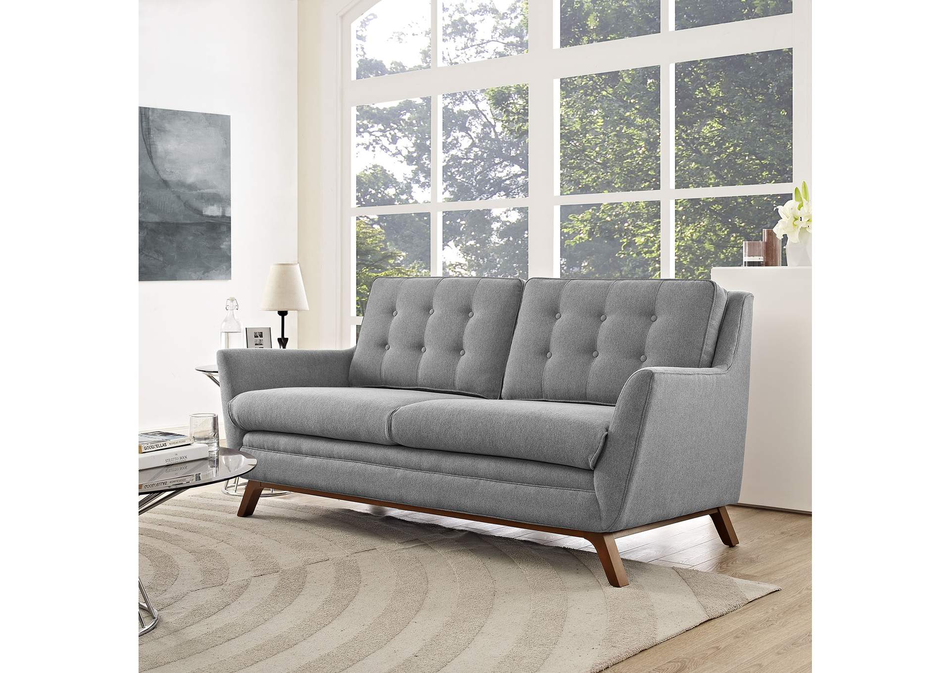 Expectation Gray Beguile Upholstered Fabric Loveseat,Modway