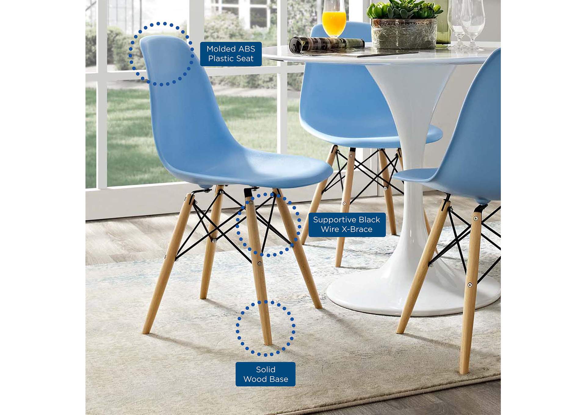 Light Blue Pyramid Dining Side Chair,Modway