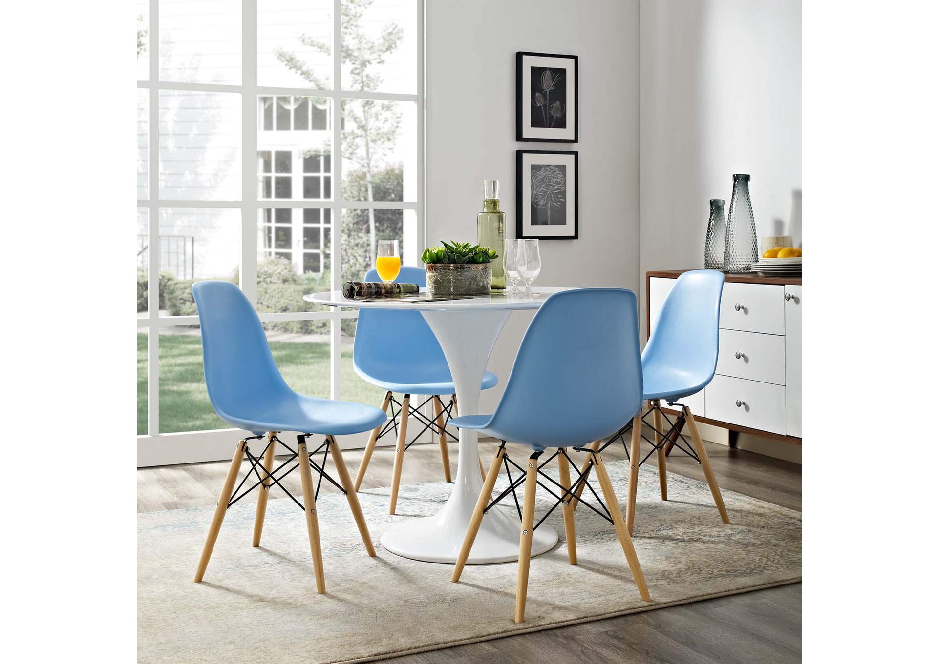 Light Blue Pyramid Dining Side Chair,Modway