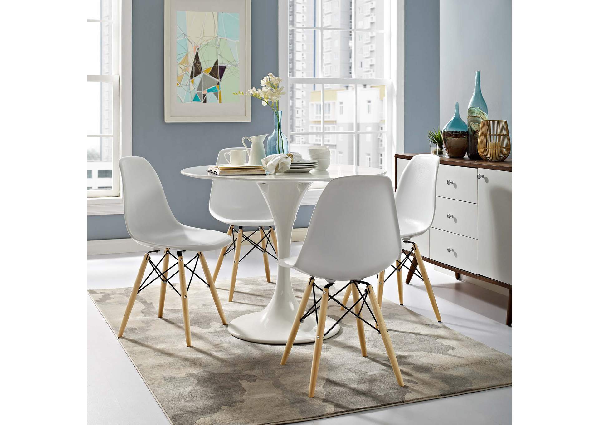 White Pyramid Dining Side Chair,Modway