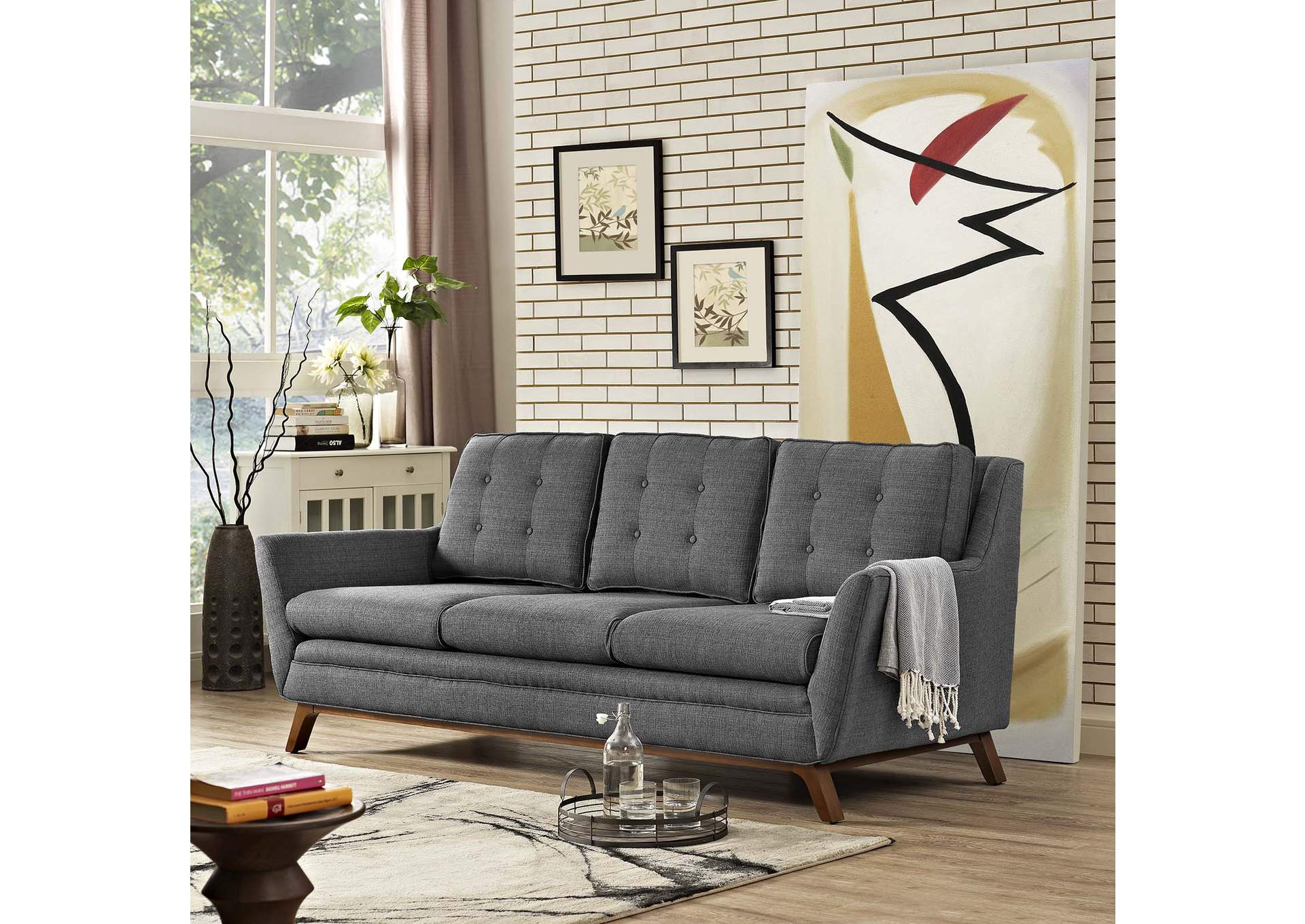 Gray Beguile Upholstered Fabric Sofa,Modway