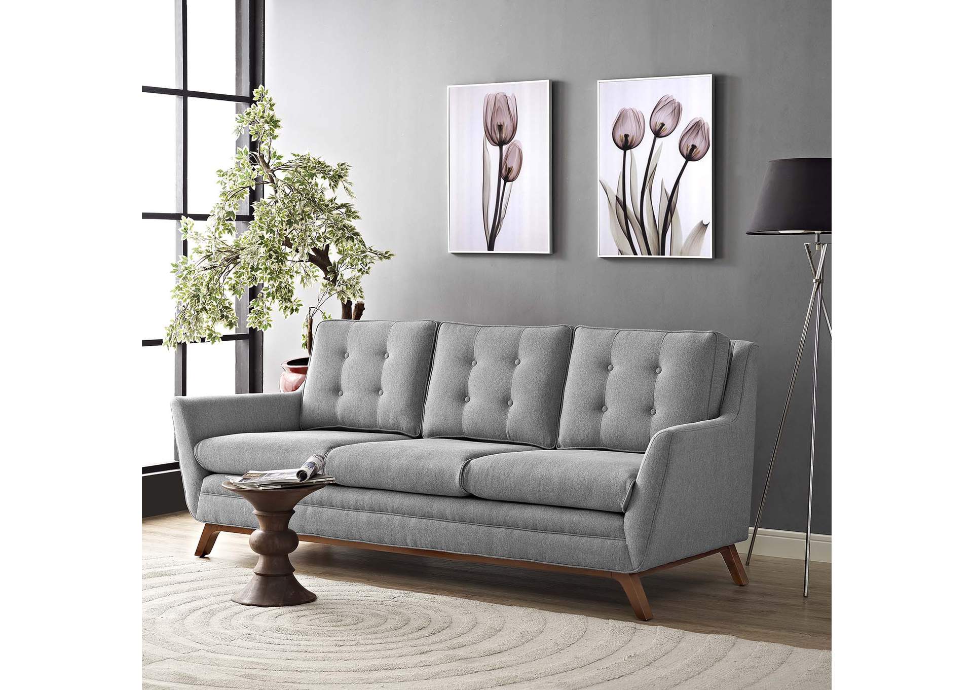 Expectation Gray Beguile Upholstered Fabric Sofa,Modway