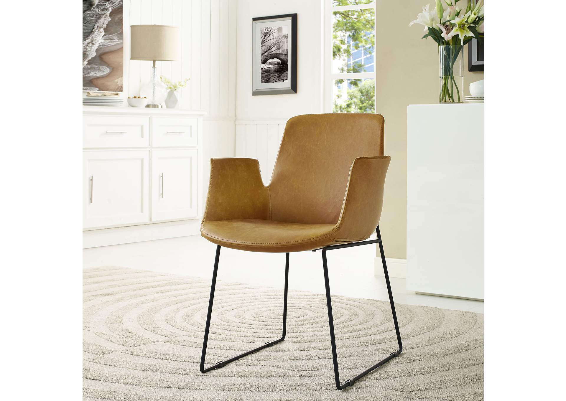 Tan Aloft Arm Dining Chair,Modway