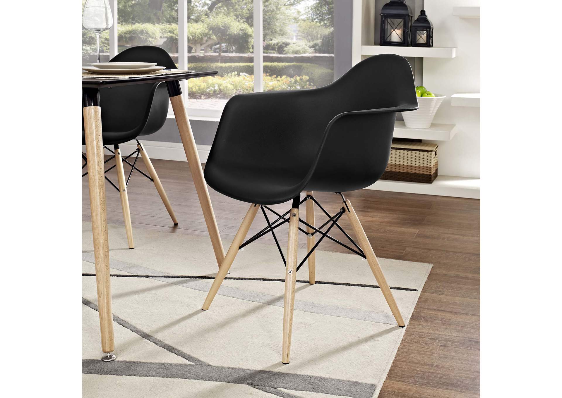 Black Pyramid Arm Dining Chair,Modway