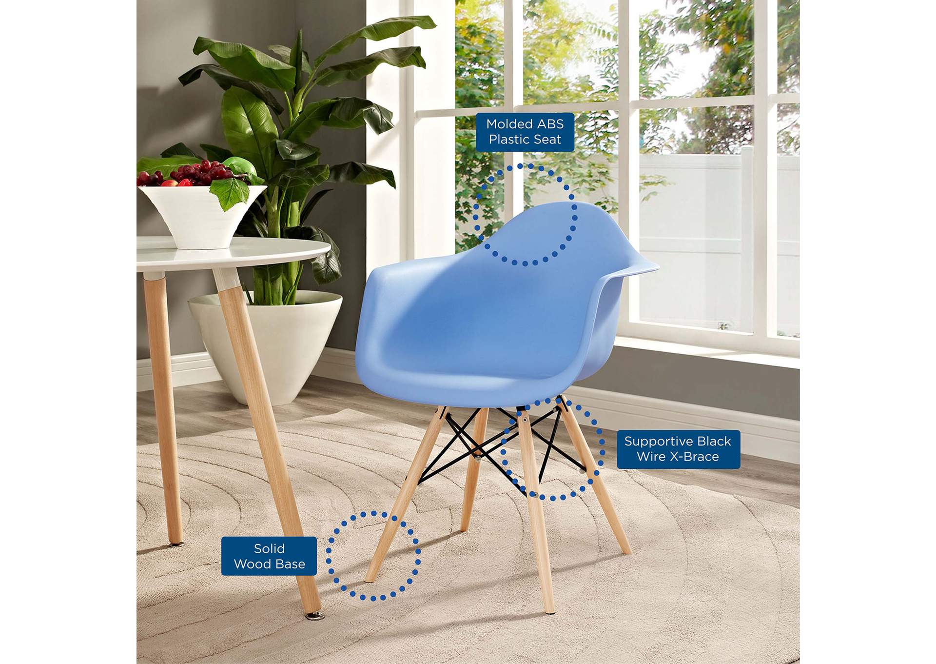 Blue Pyramid Arm Dining Chair,Modway