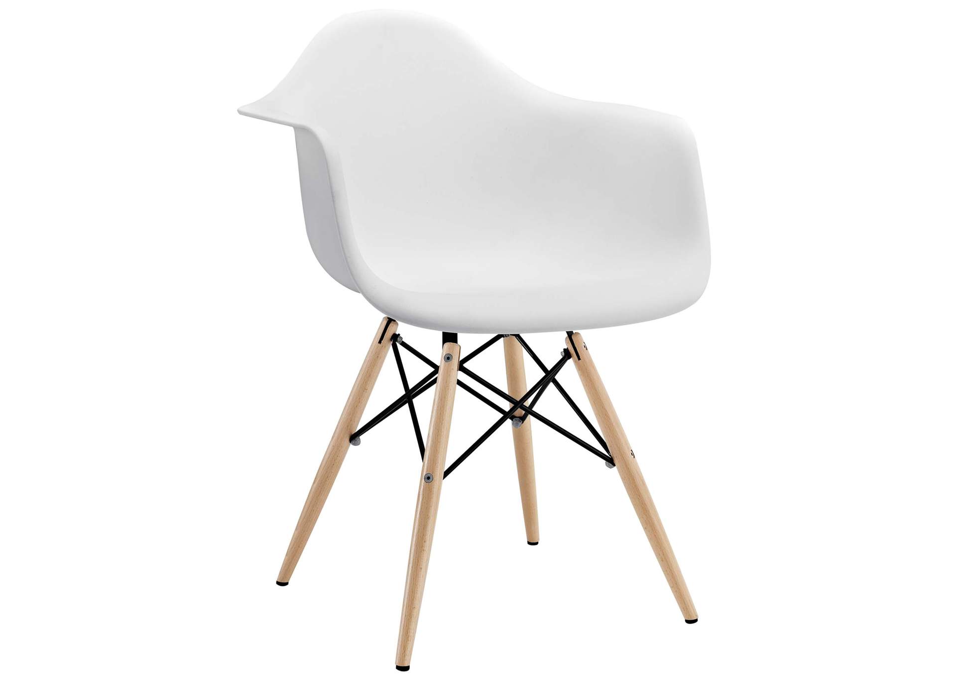 Pyramid White Arm Dining Chair,Modway